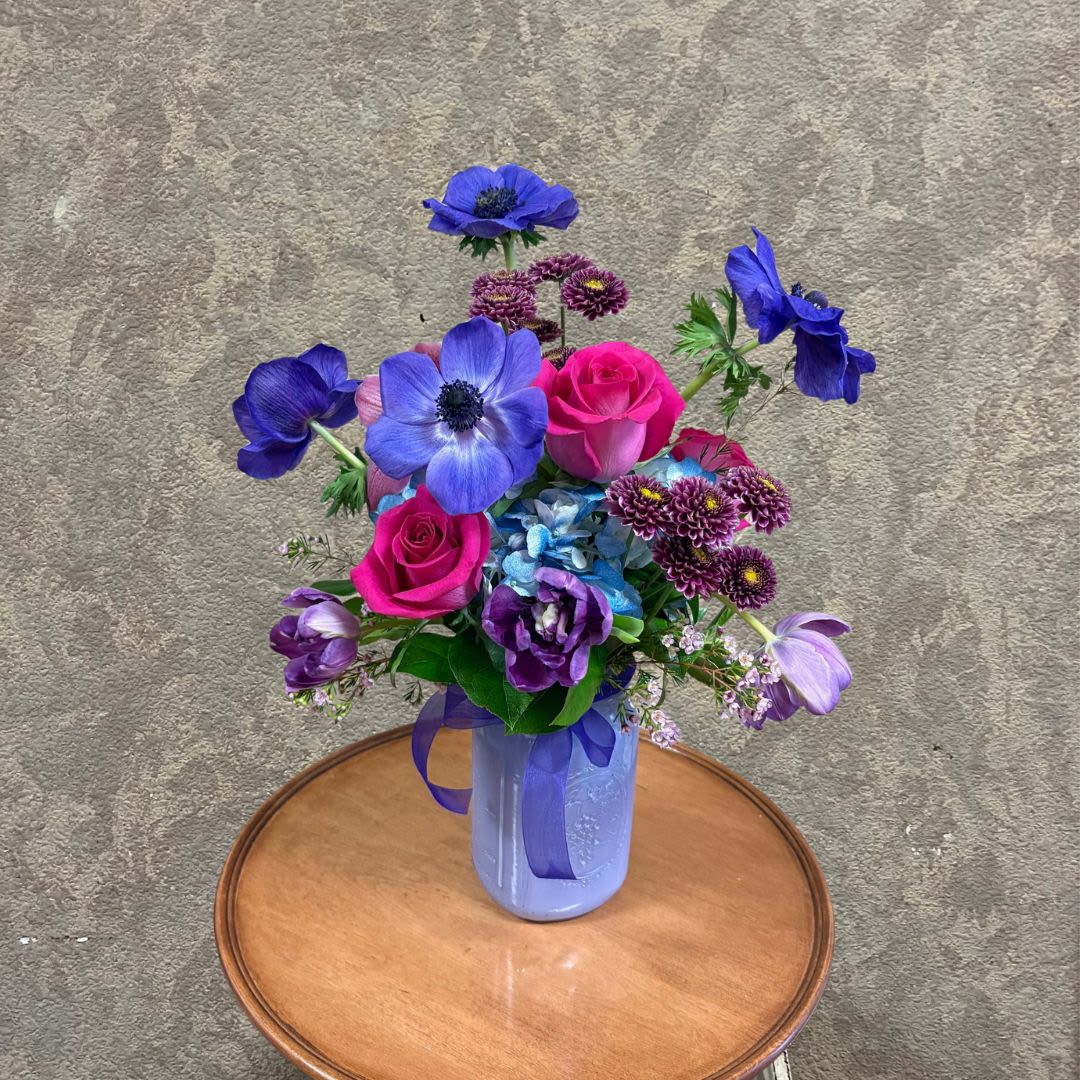 Seasonal Purple Anemones in Mason Jar - Seasonal Purple Anemones in Mason Jar and more! 