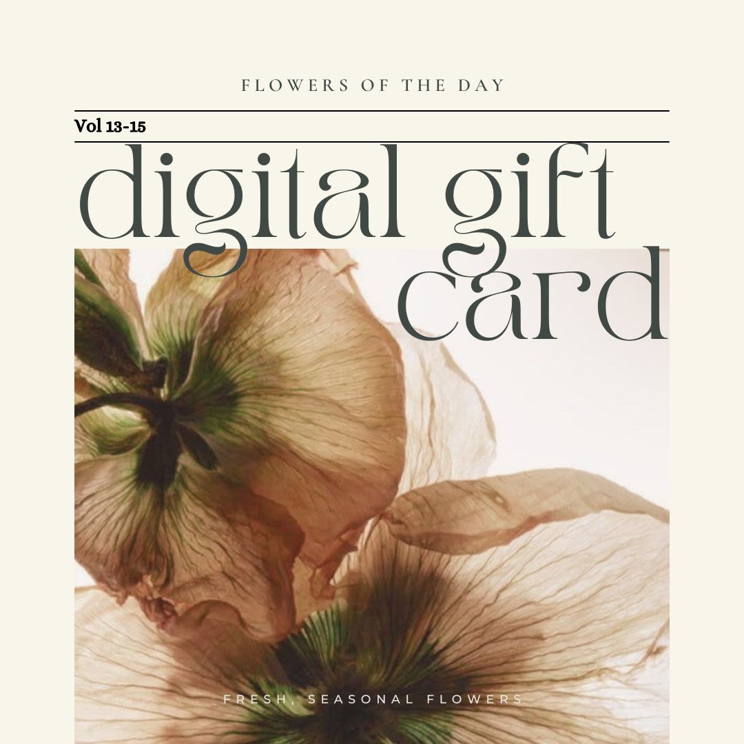 Digital gift card with close-up flowers and large text