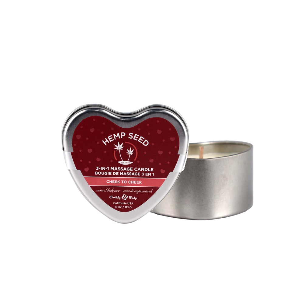 Pillow Talk Hemp Seed 3-In-1 Massage Candle 4.7 oz. - Hemp Seed Valentine 3-In-1 Massage Heart Candle Pillow Talk 4.7 oz.  