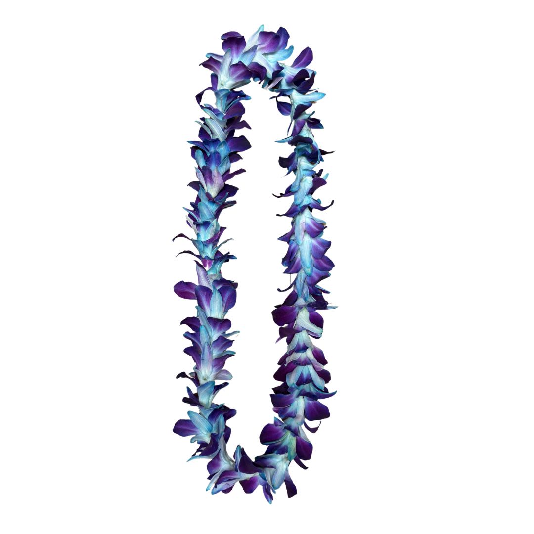 Single Purple and Blue Orchid Lei - Single Blue and Purple Orchid Lei