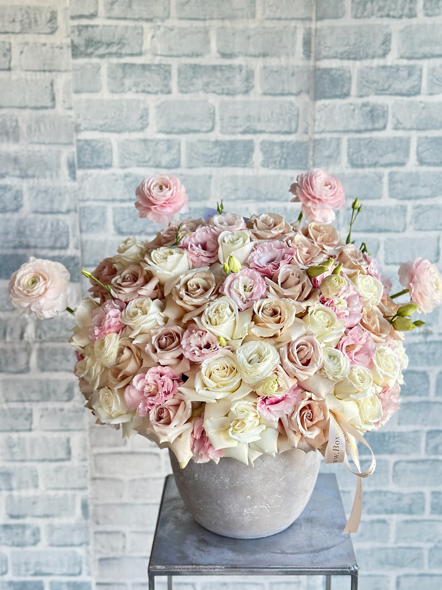 Lucious blushes vase  - Roses , lisianthus  and rananculus galore. 