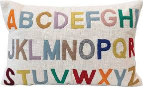Decorative pillow with colorful alphabet letters