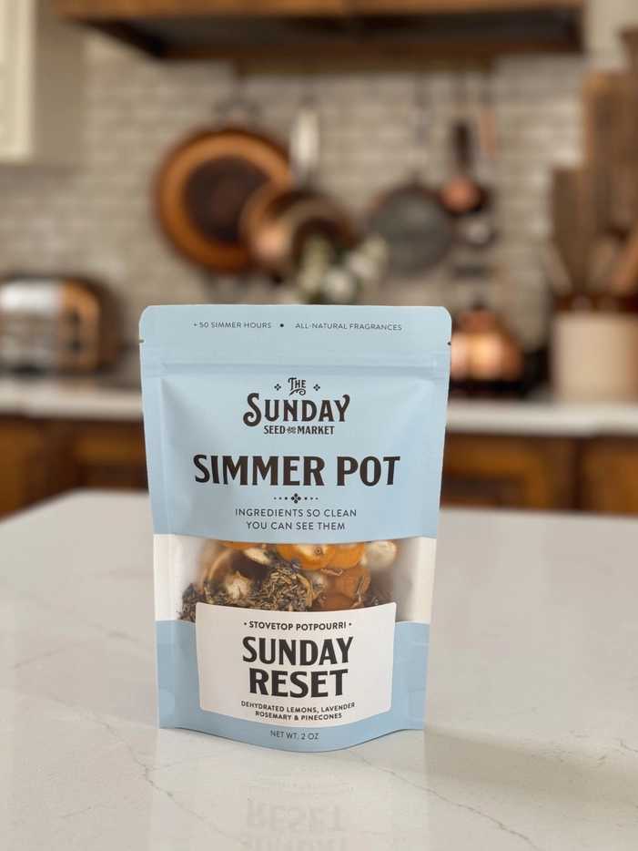 Blue pouch of stovetop potpourri on a kitchen counter