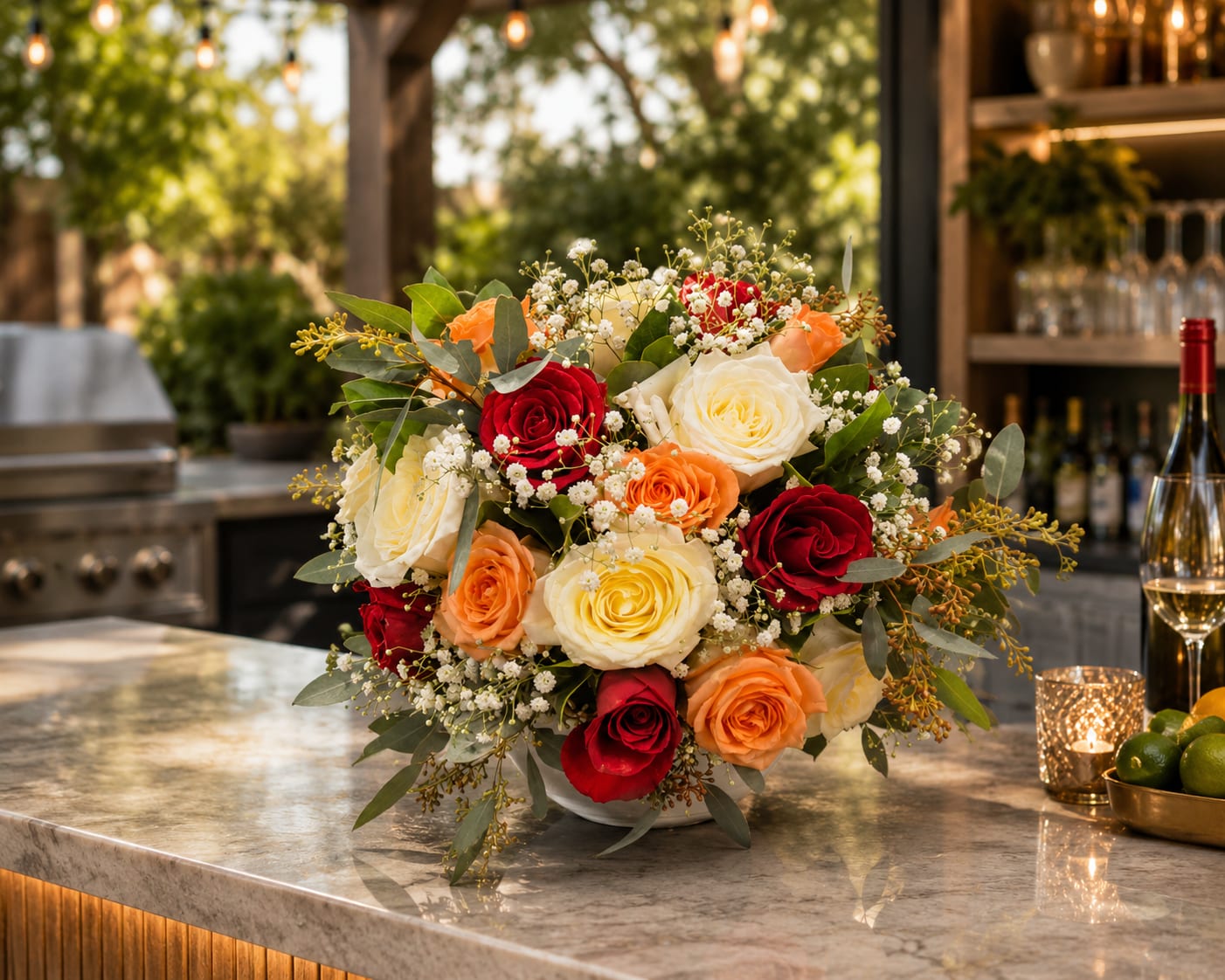 K2403 Mixed Parisian  - It only gets nicer! Our Parisian Roses offer a fresh and elegant way to send one of the world’s most beloved flowers. Rather than a traditional tall rose vase, these premium Ecuadorian roses are arranged in a lush, compact Parisian style that beautifully displays every bloom.  Available with 12, 18, or 24 magnificent mixed-color roses, this arrangement is filled with romance, color, and timeless beauty. Each rose is carefully selected and artfully arranged to create an unforgettable gift for anniversaries, birthdays, Valentine’s Day, or simply reminding someone how much they mean to you.  Rose colors may vary depending on availability, allowing our designers to select the freshest and most beautiful combination for your arrangement.  Handcrafted with care by Kiko’s Flower Shop, your local Park Ridge florist, with daily rose delivery throughout Park Ridge, Chicago, and much of the surrounding Metro Area.