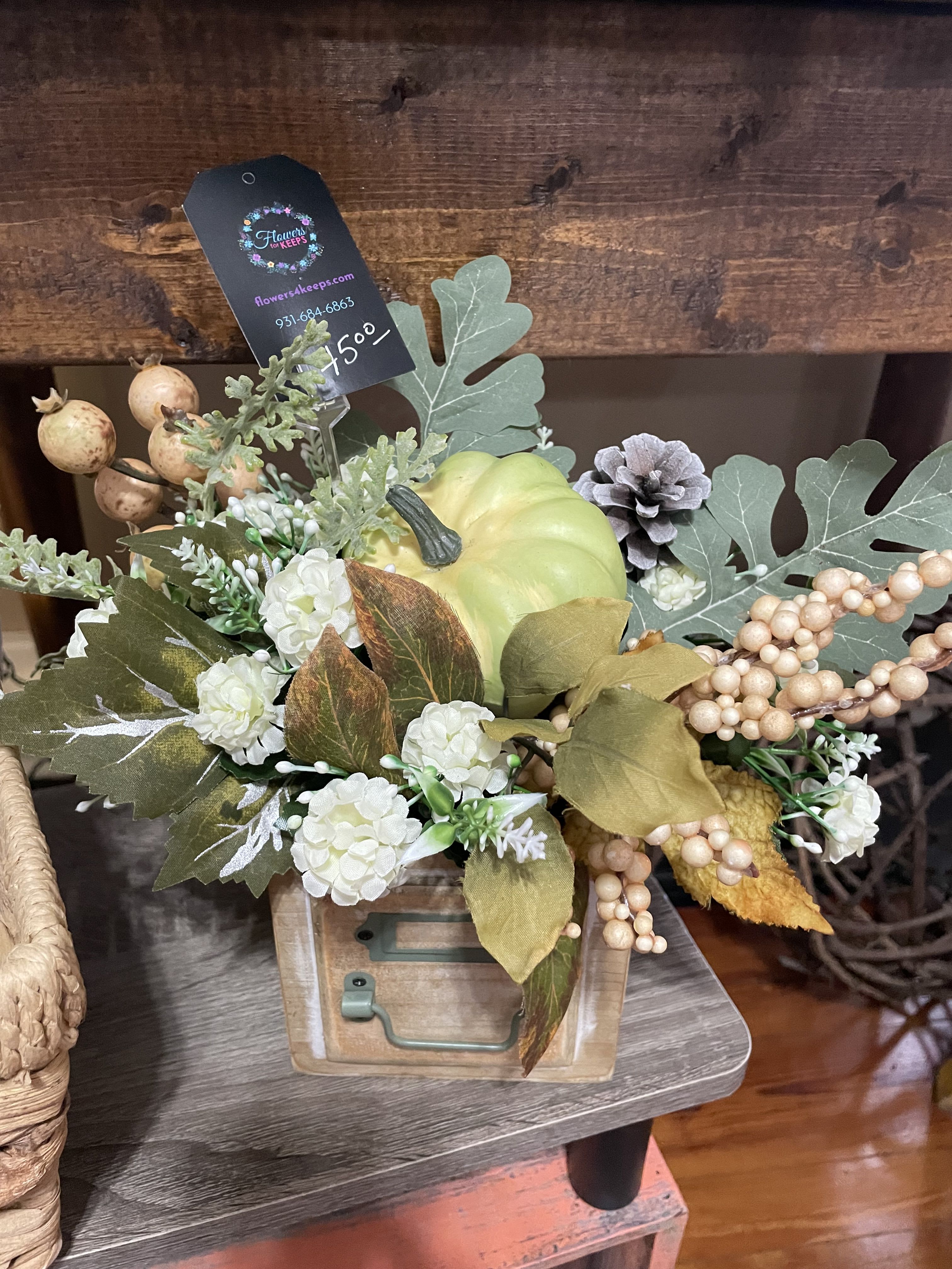 Farmhouse Pumpkin Box   - A piece with lots of personality and style. Perfect to welcome guests on your festive fall table. designed in a farmhouse style desk drawer container.