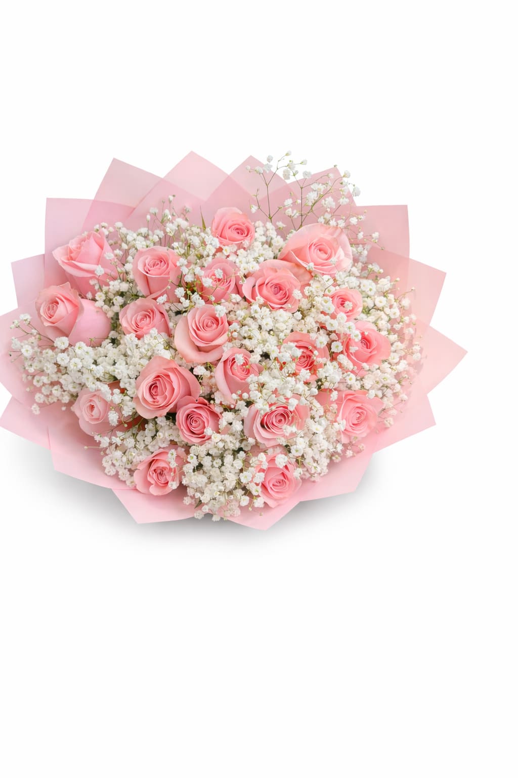 Classic Pink Roses - A soft and romantic bouquet featuring 20 pink roses accented with delicate baby’s breath ,beautifully wrapped for an elegant and timeless look .Perfect for celebrating love this April.