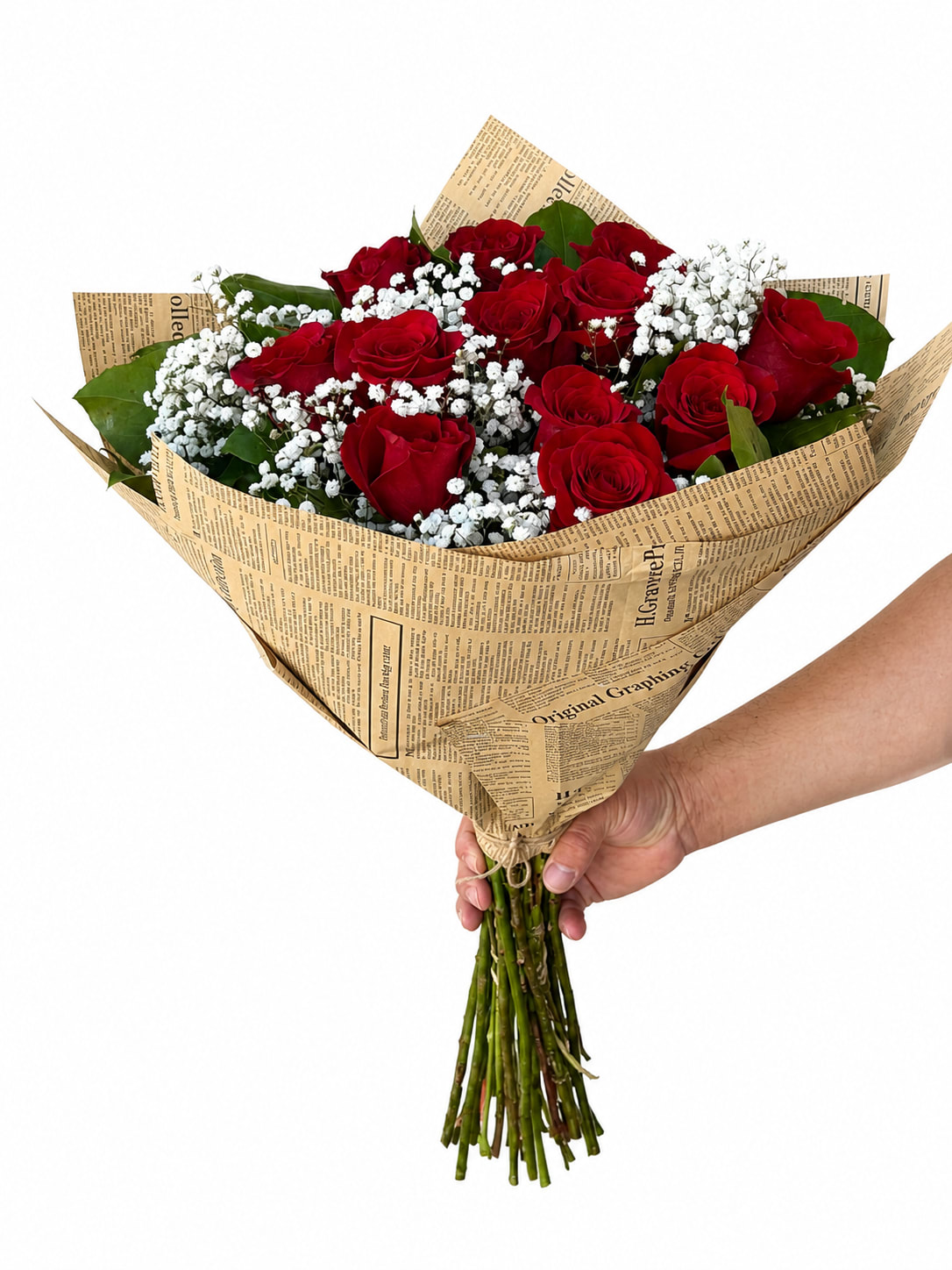 Love Story Romance - A timeless dozen roses with baby’s breath, wrapped in a rustic elegant style.Perfect for any romantic occasion.