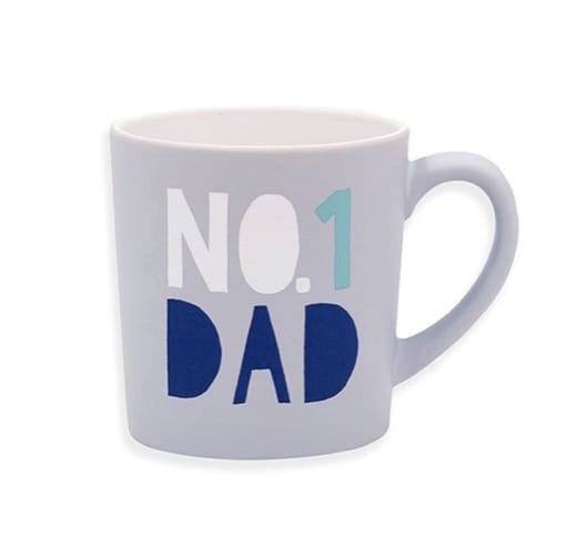 Gray mug with "No.1 Dad" text