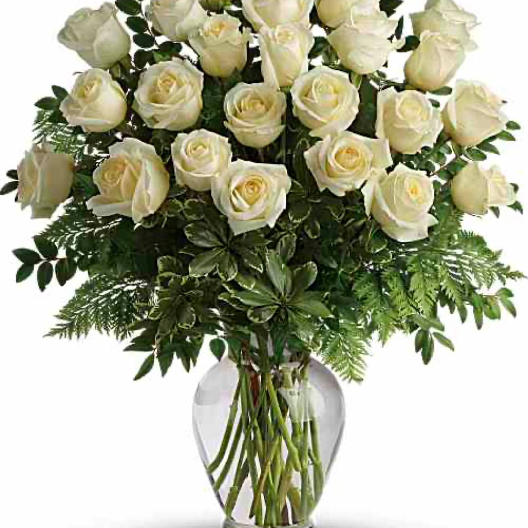 Joy Of Roses Bouquet - White roses