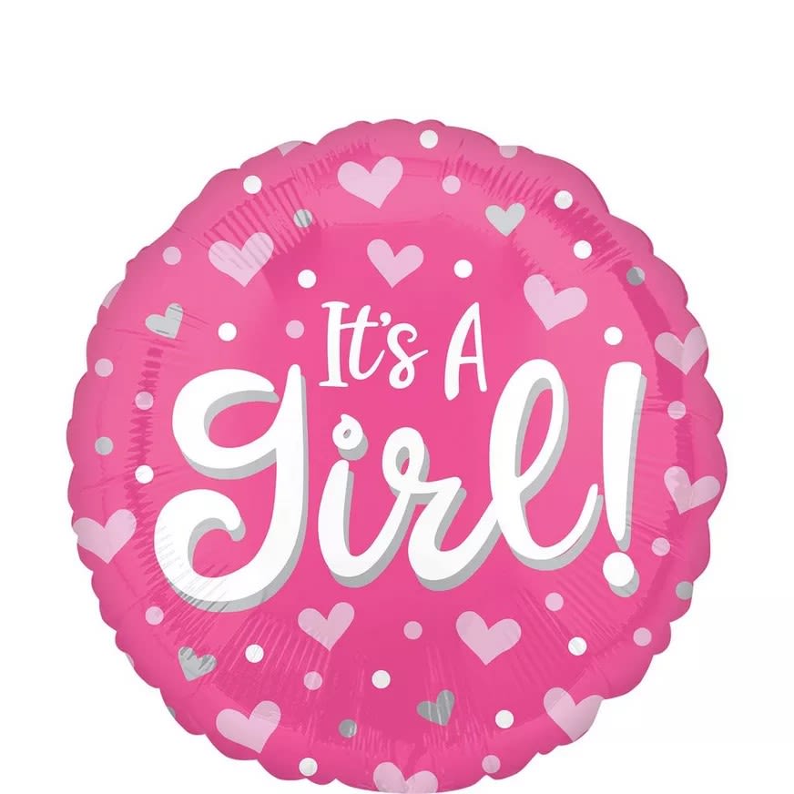 It's a Girl Mylar / Foil Balloon - Attach a Baby Girl Mylar Balloon to any arrangement of all by it self. 1,3,or 6  *Picture just for reference