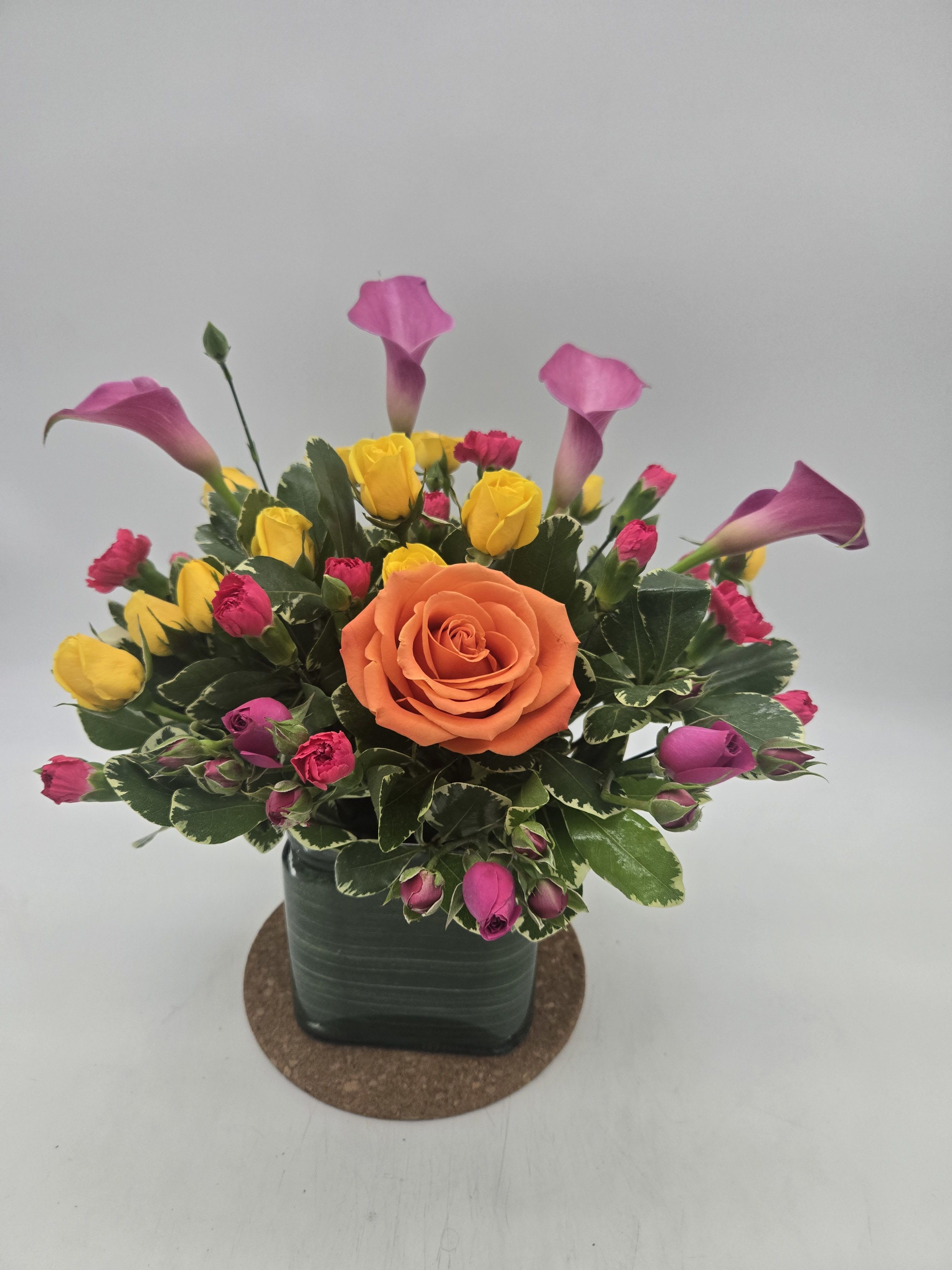 You are Everything bouquet - Florist Custom Creation - *Flower color may change based off availably - A spring mix of flowers in a modern design for any occasion- roses Mums tulips and more * colors may vary 