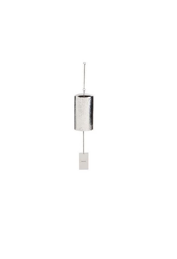 Silver hanging cylindrical lantern with a chain