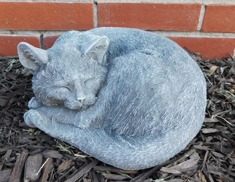 CURLED CAT STATUE - A cuddly curled up cat statue to remember a passed furry friend