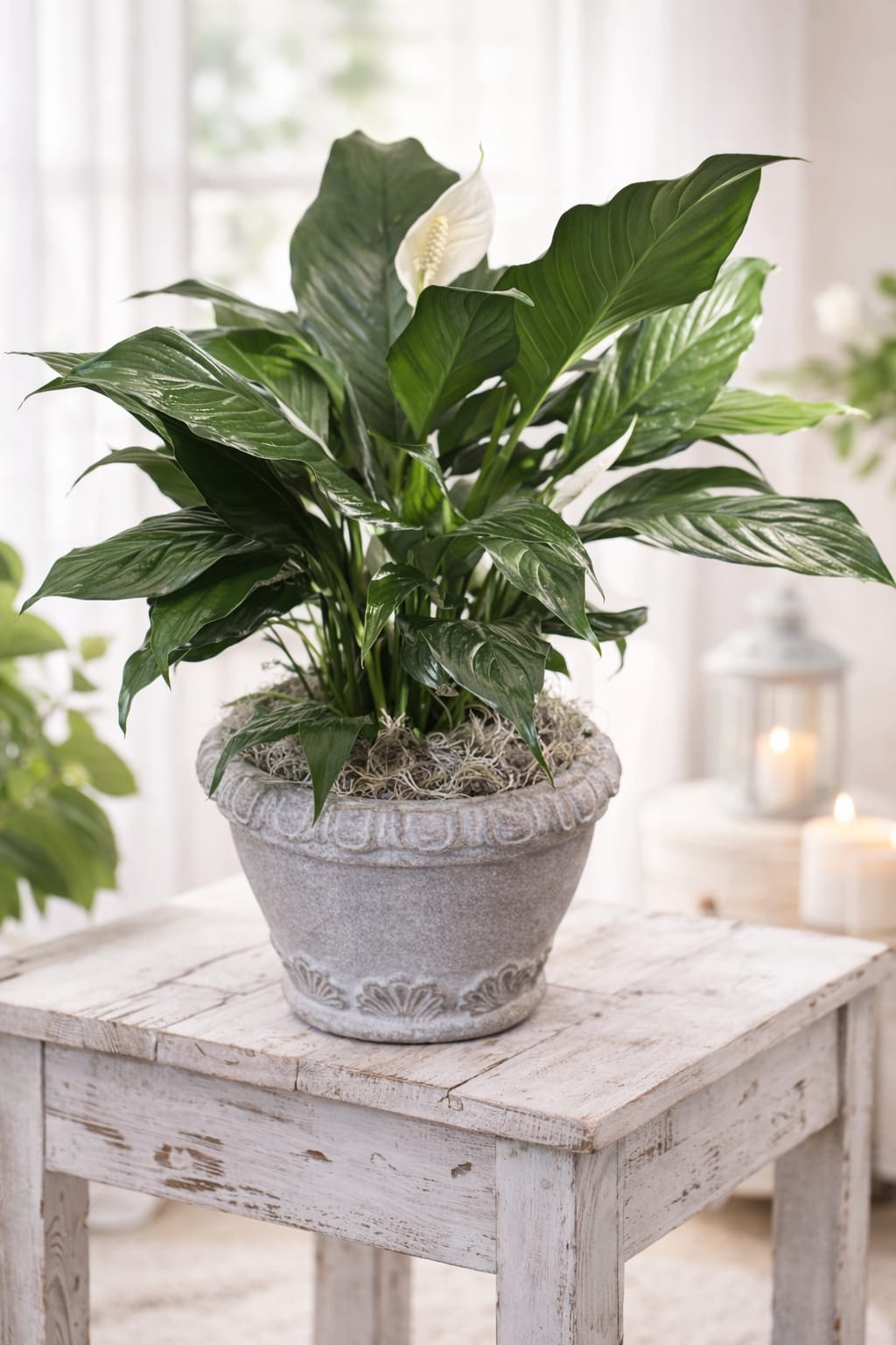 Small Peace Lily in Decorative Container - Bring a sense of calm and natural elegance to any space with this beautiful 6-inch Peace Lily, thoughtfully arranged in a stylish decorative container. Known for its graceful white blooms and lush, deep green leaves, this plant adds a touch of serenity and sophistication wherever it’s placed. Perfectly sized for tabletops, desks, or shelves, it’s an ideal accent for both home and office environments. The Peace Lily is not only visually appealing but also easy to care for, making it a great choice for both beginners and seasoned plant lovers. Its low-maintenance nature and ability to thrive in a variety of lighting conditions make it a versatile addition to any décor. Whether you're brightening up your living room, enhancing your workspace, or gifting someone a touch of greenery, this Peace Lily in its decorative container offers timeless beauty and effortless charm.