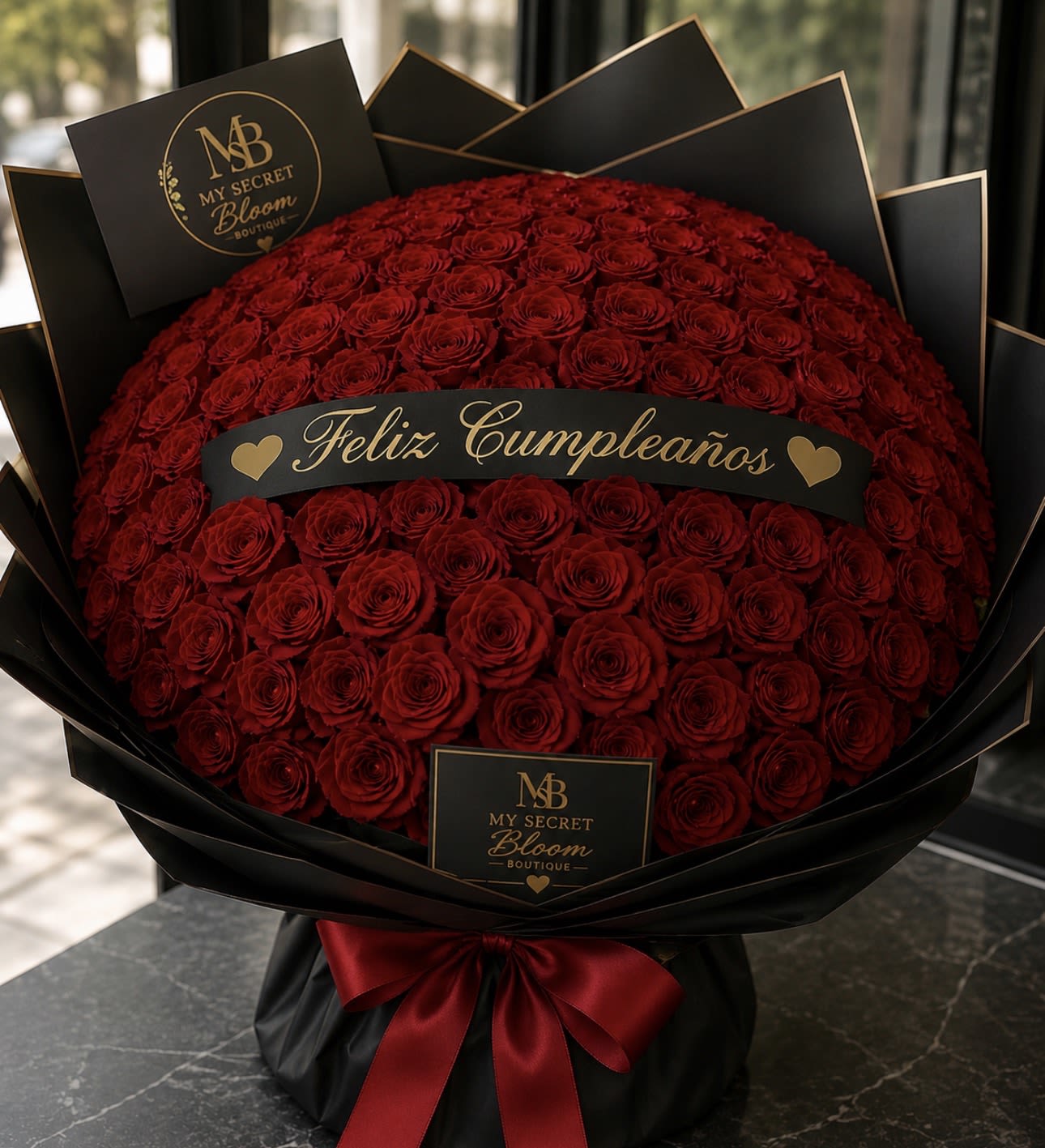 My Love  - 100 Red Glitter Rose Any Message Personalised Message   Large Bouquets