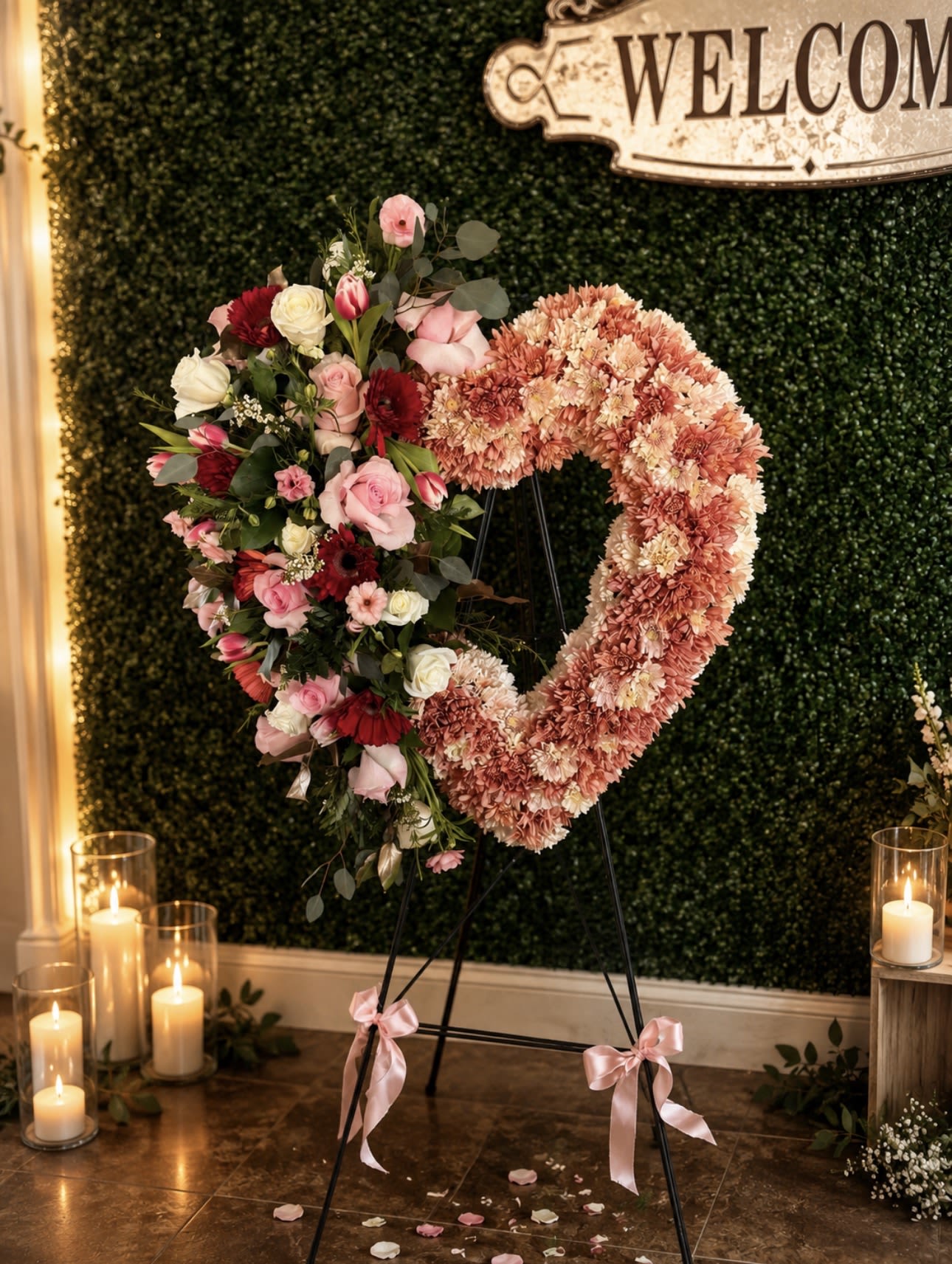 Pink Heart - Every arrangement is handcrafted just for you. We carefully select the freshest flowers available each day. Occasionally, substitutions may be necessary due to seasonal or market availability, but we always replace them with flowers of equal or greater value in the same color palette and style. Your arrangement will always be beautiful, fresh, and thoughtfully designed.  