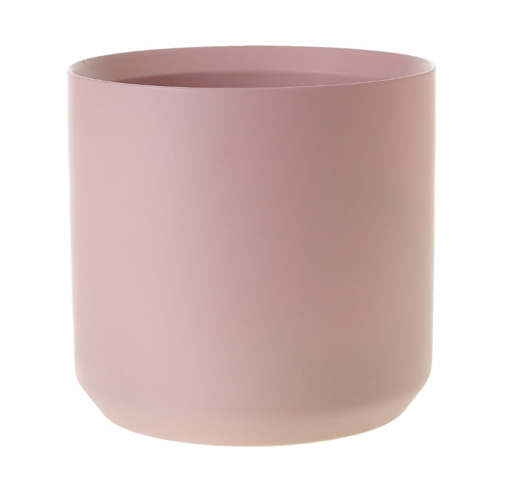Pink cylindrical vase or container on a white background