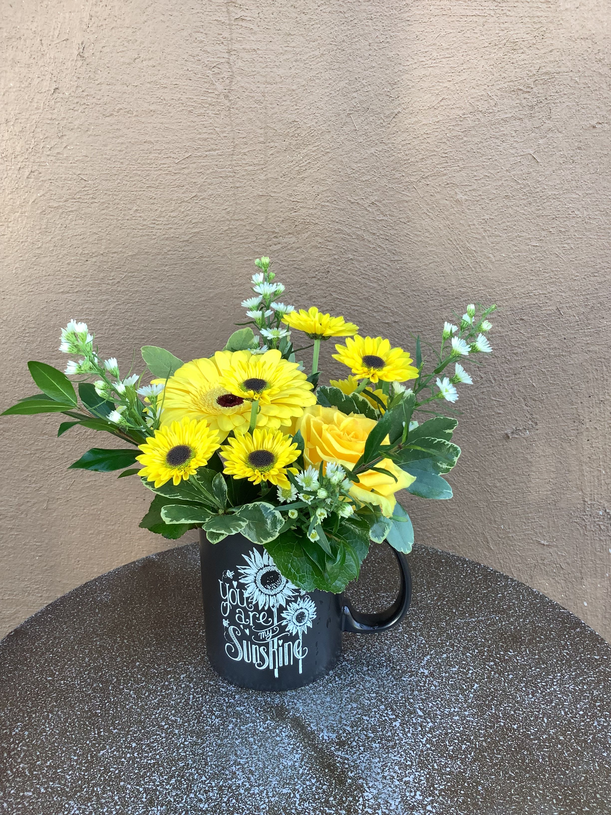 You Are My Sunshine Coffee Mug - Sunny yellow flowers in a “You are my Sunshine” ceramic mug. Perfect for any celebration!