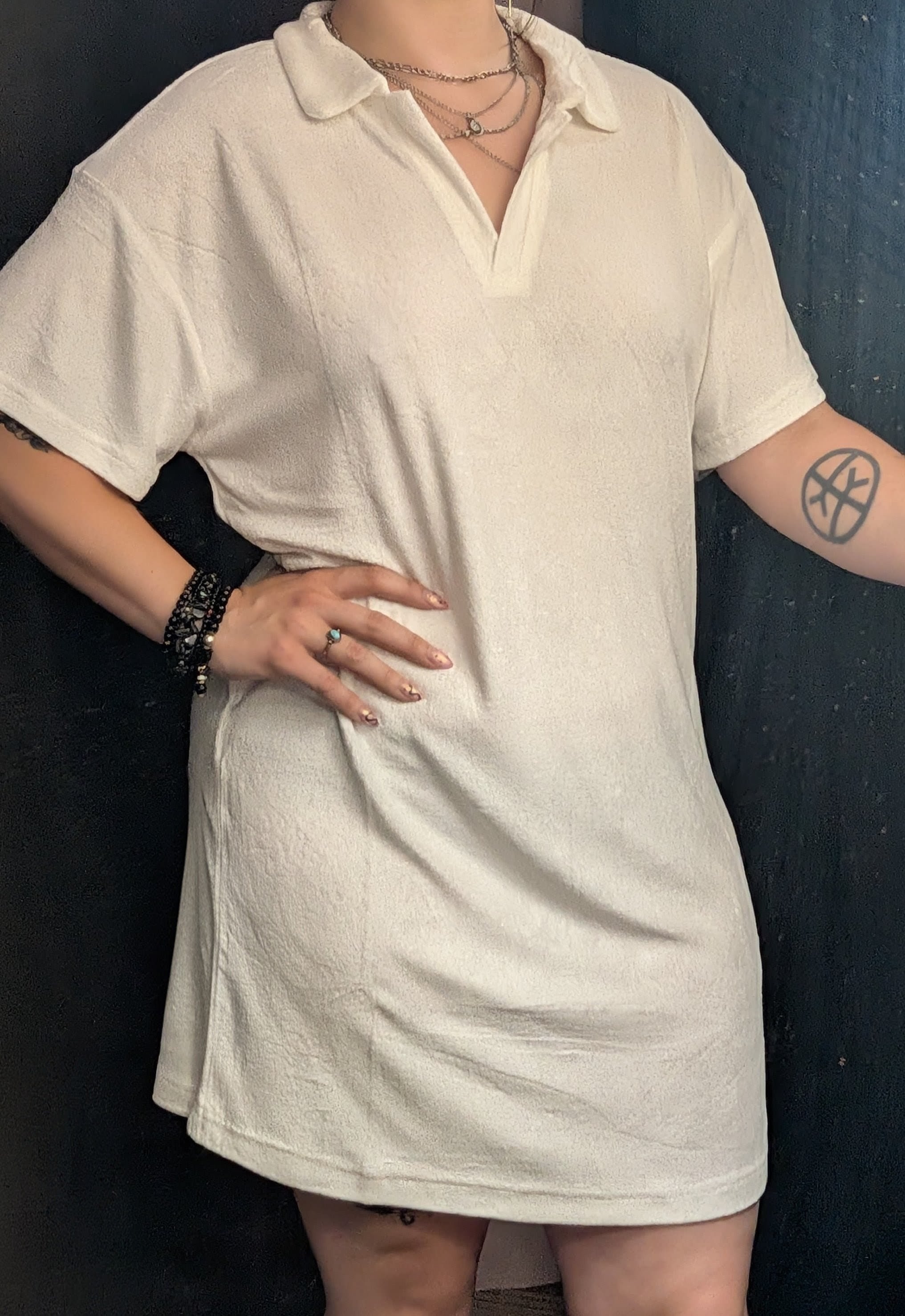 White T-shirt Dress MARKED DOWN! - Textured t-shirt dress available in S-M-L