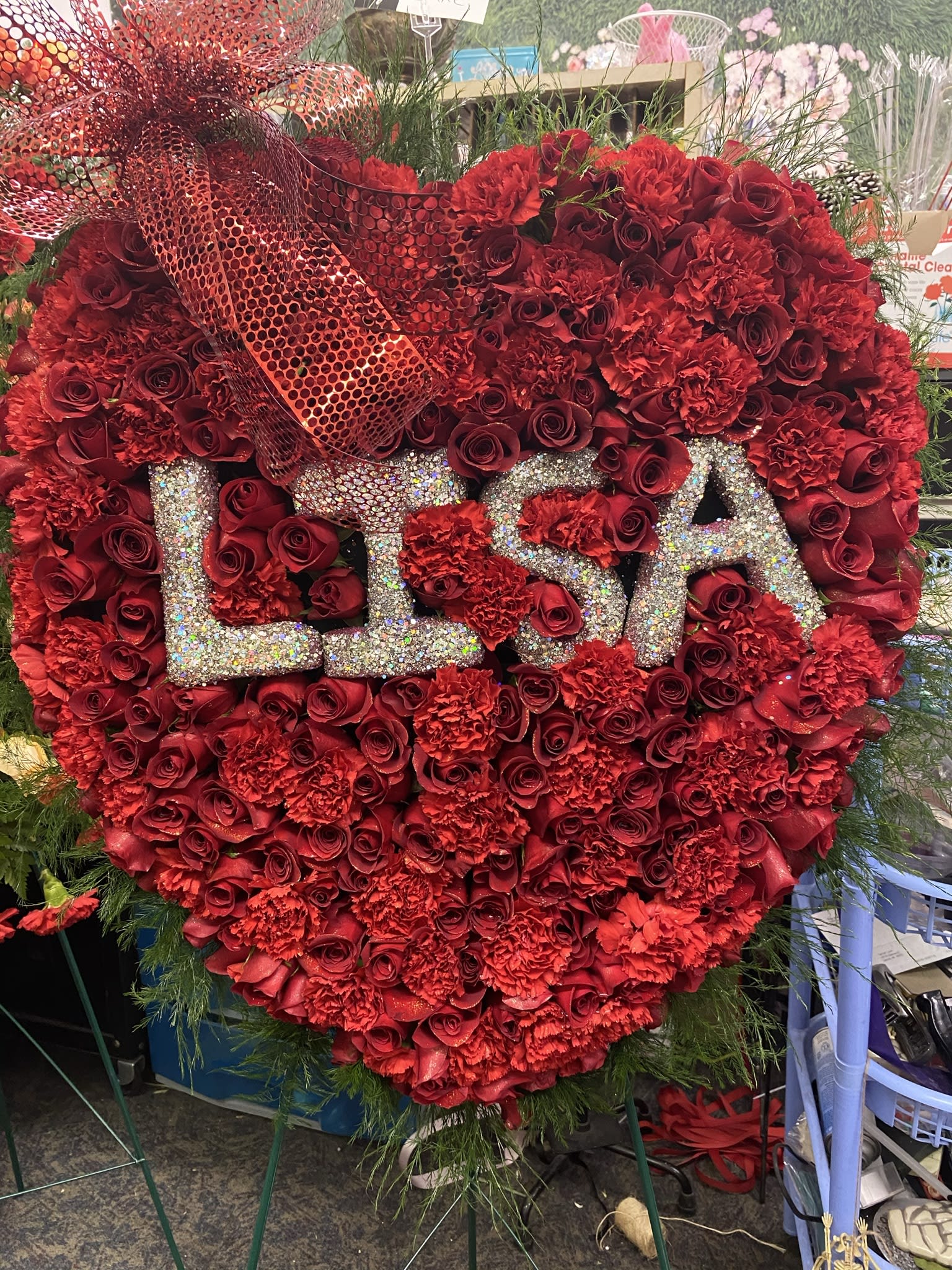 Custom heart with name inside - Large carnation heart with name inside
