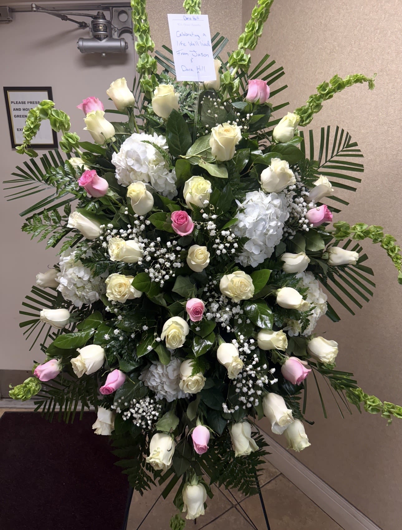 Standing Roses and Greens - Standing Rose and Green Arrangements 