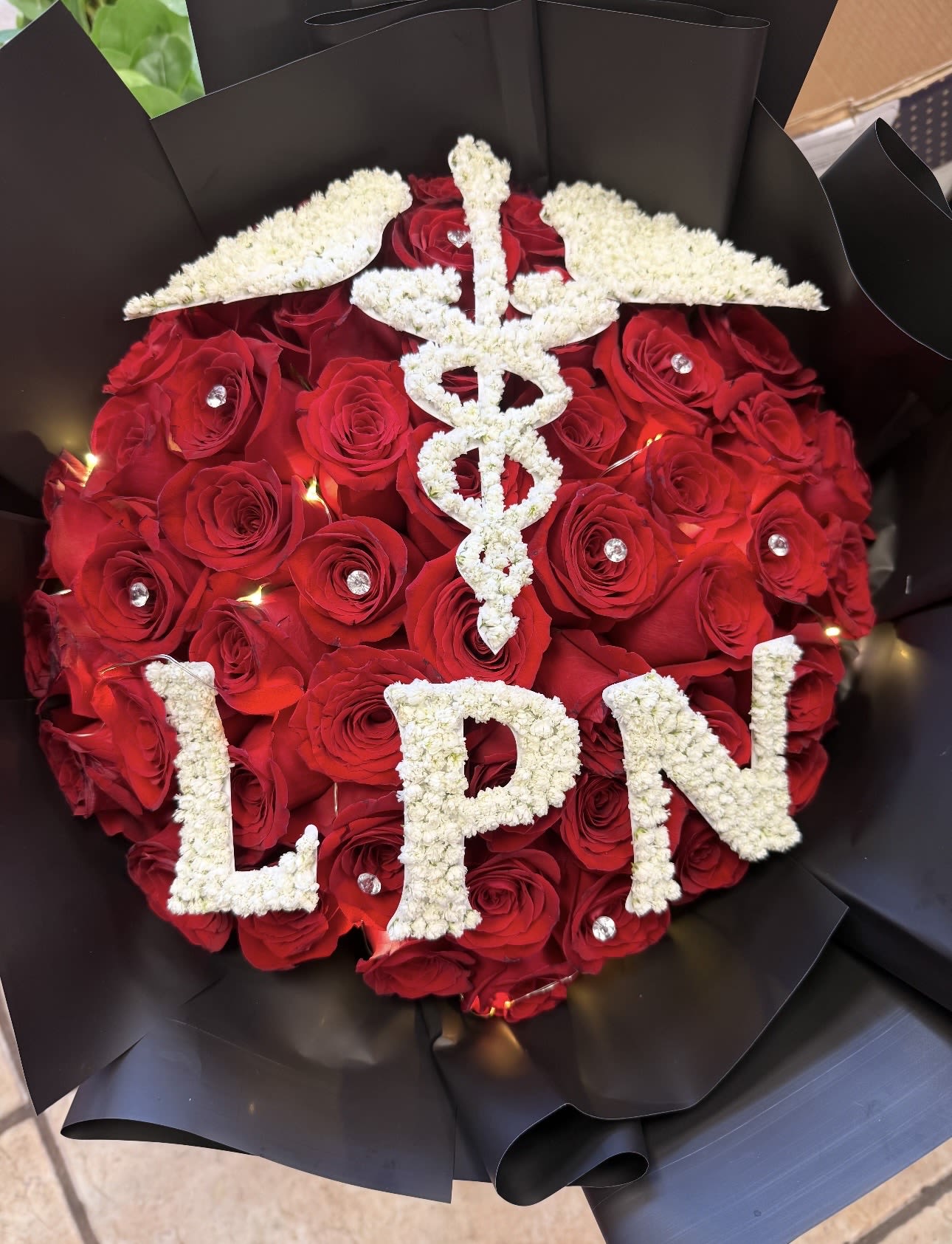 Custom Nurse Arrangement  - Roses and Letters 