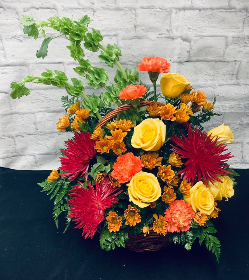 Fall Funeral Basket - Our designers will create the perfect piece for this occasion. *If we have other pieces going to this service, we will give your order the same theme as well. 