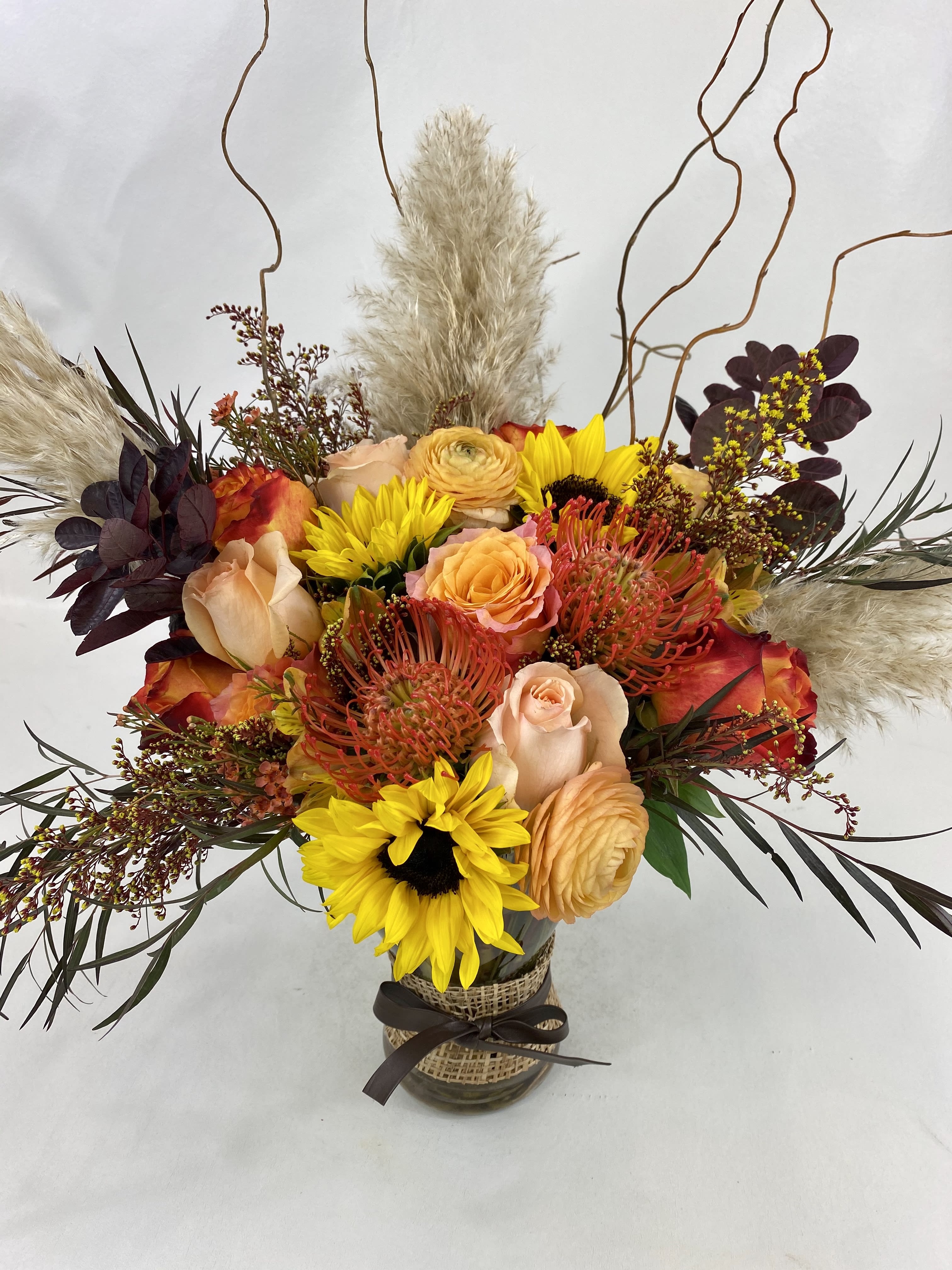 Fluttering Leaves - Contemporary fall flower arrangement. A great Thanksgiving gift.