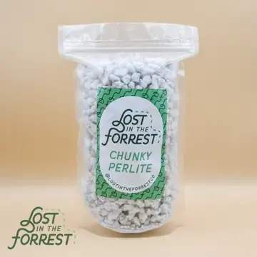 Bag of chunky perlite with a green label