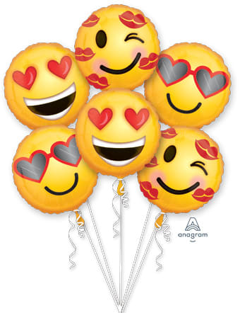 BALLOON BOUQUET EMOTICON LOVE MYLAR - BOUQUET EMOTICON LOVE MYLAR 