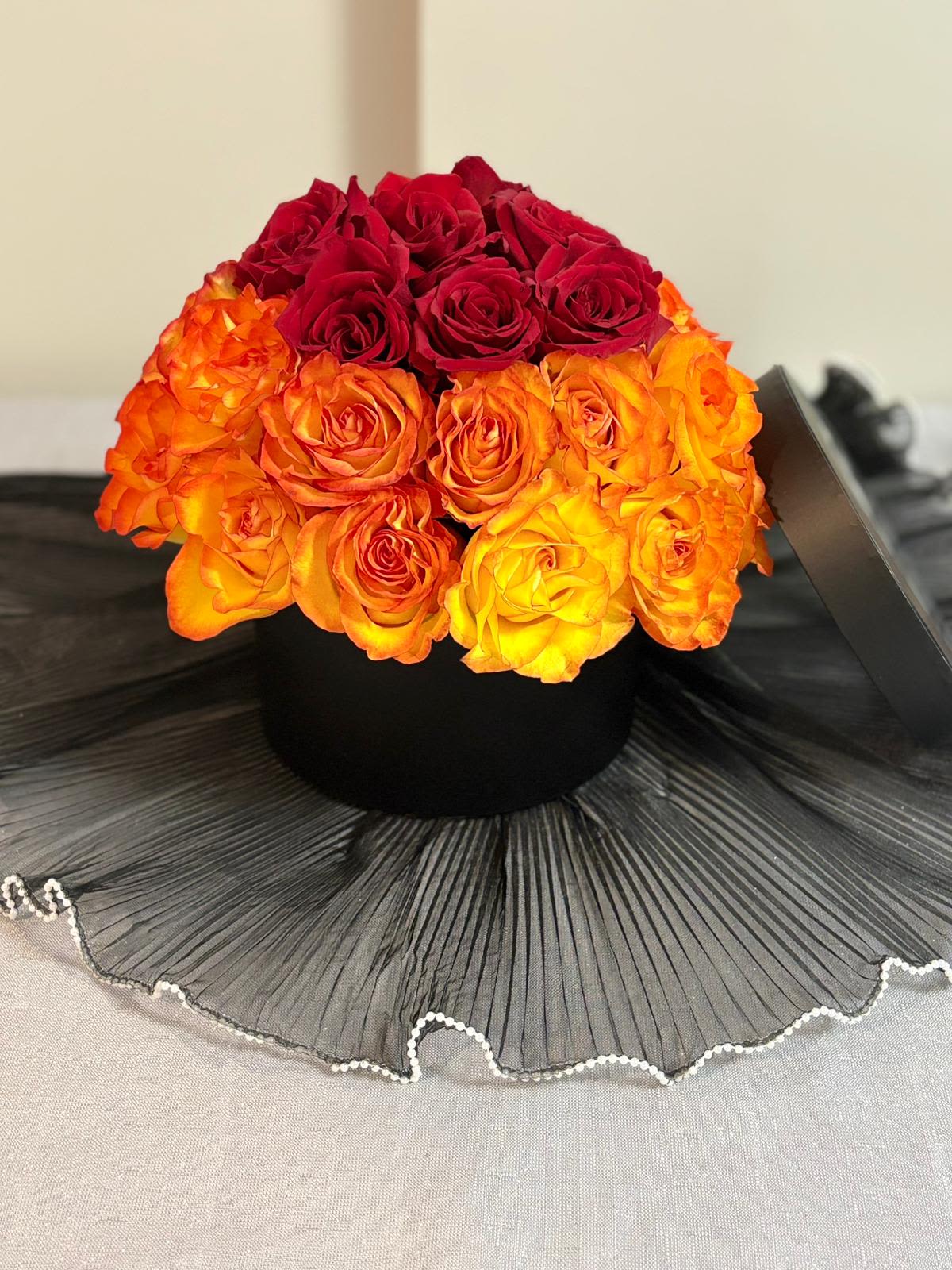 Fire circle - Yellow and red roses for and special day