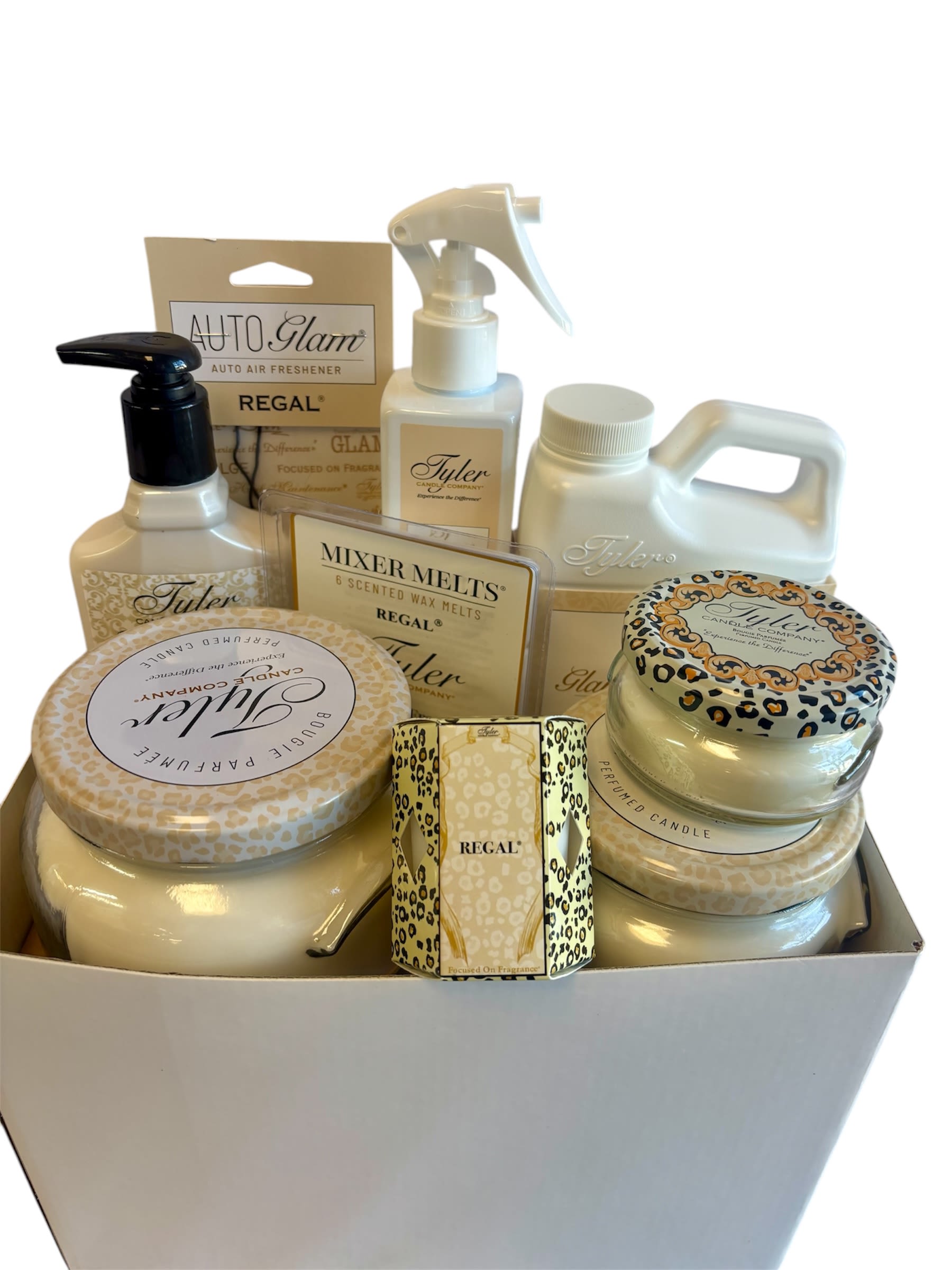 Gift box with candles, wax melts, and fragrance sprays