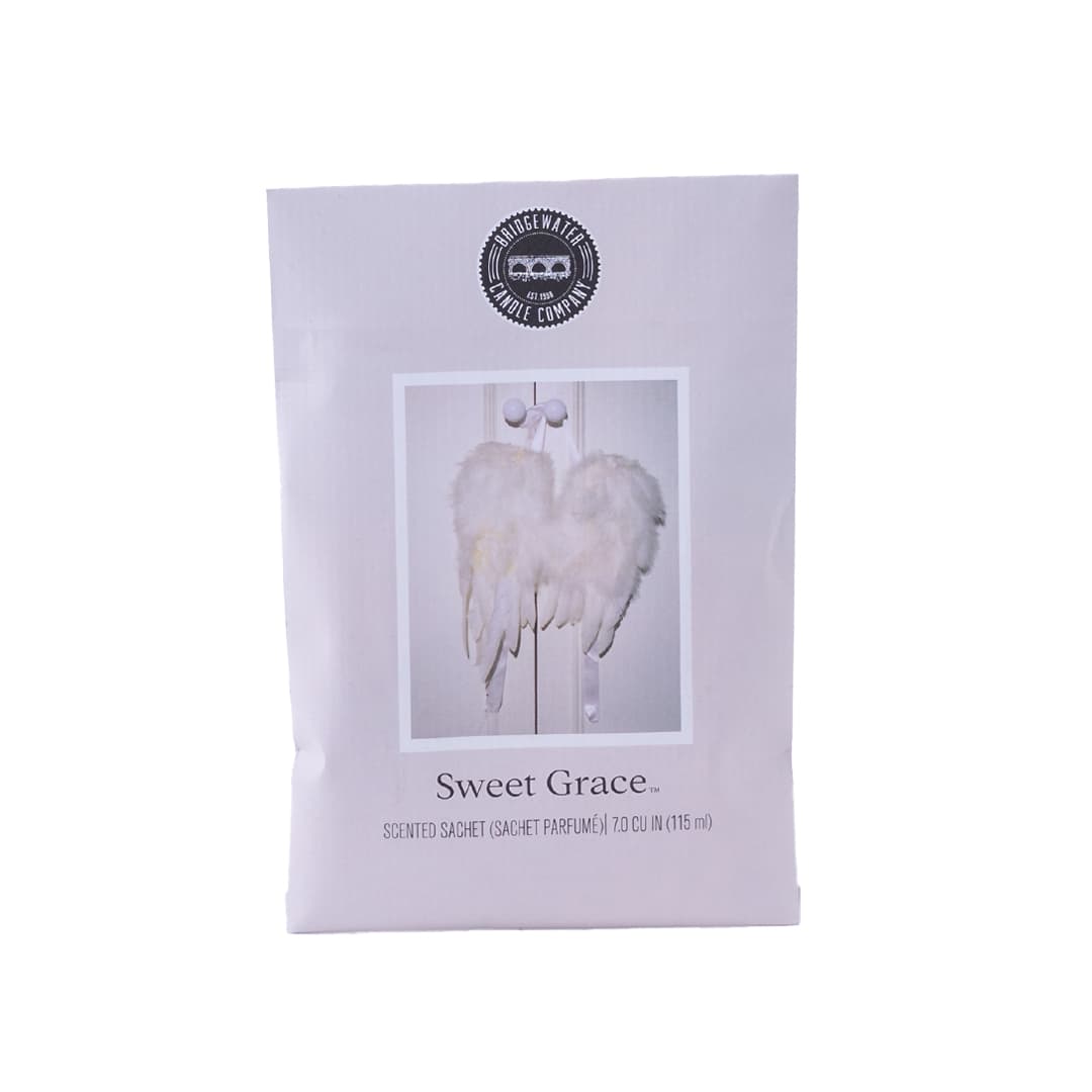 Lavender scented sachet package with a white angel wings design