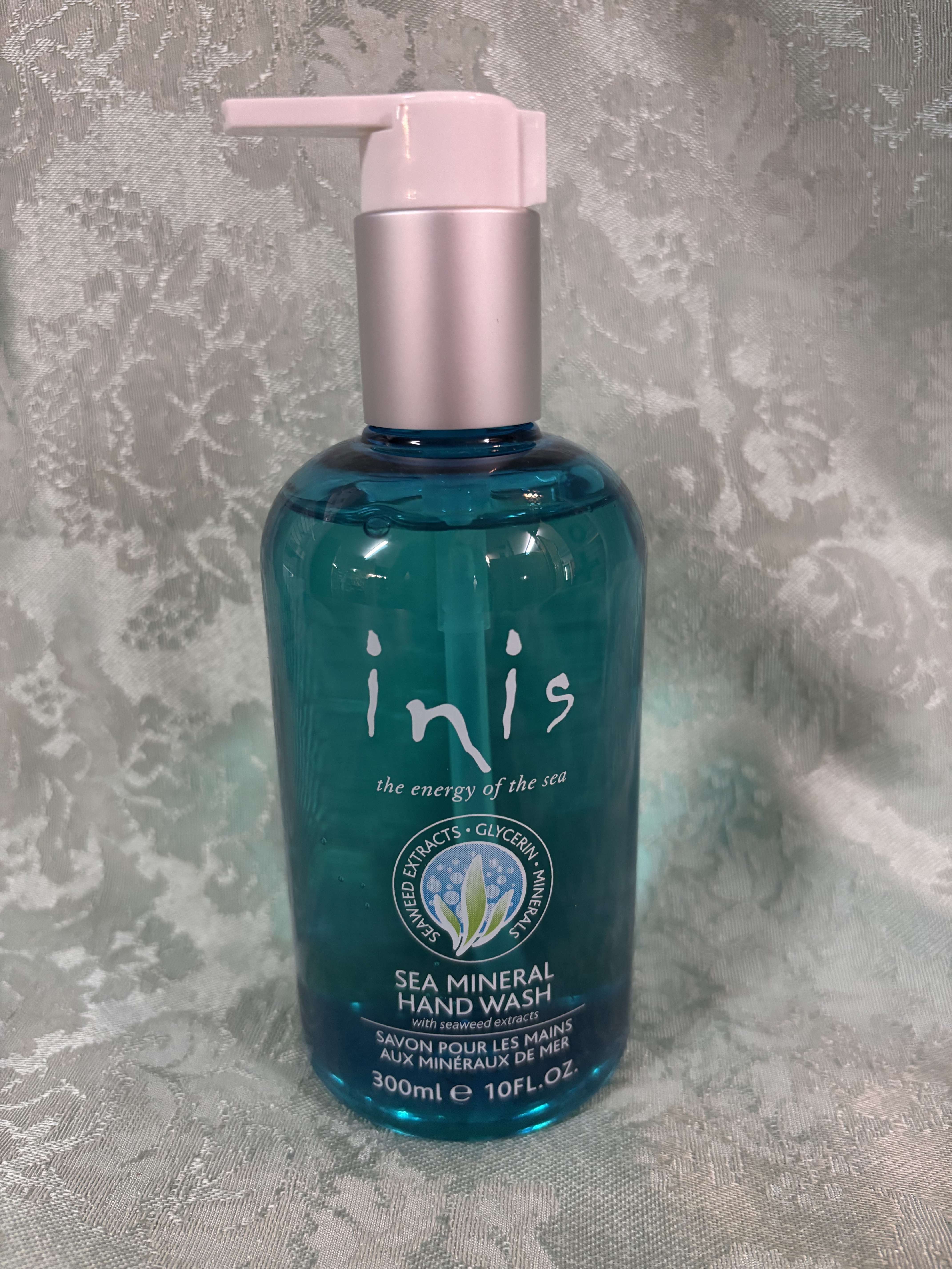 Blue pump bottle of sea mineral hand wash
