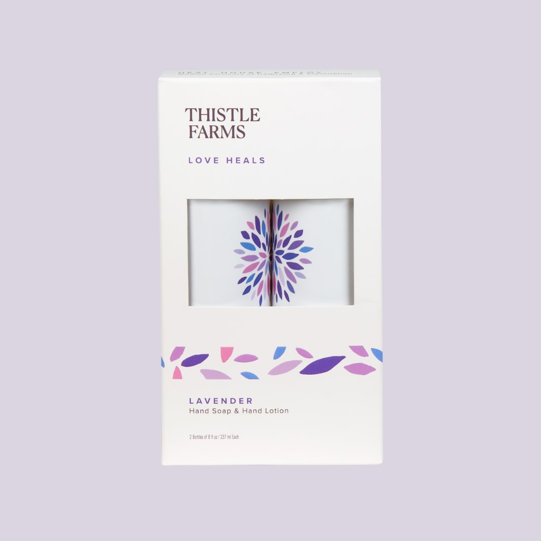 Lavender hand soap and hand lotion gift box
