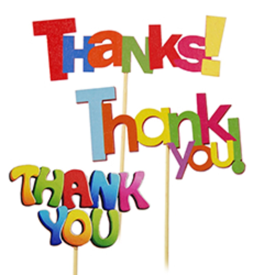 Colorful "Thank You" sign toppers on sticks