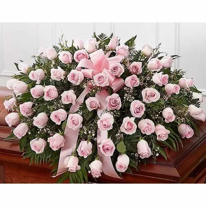 Pink Rose Casket Spray - Pink Roses 60 Roses