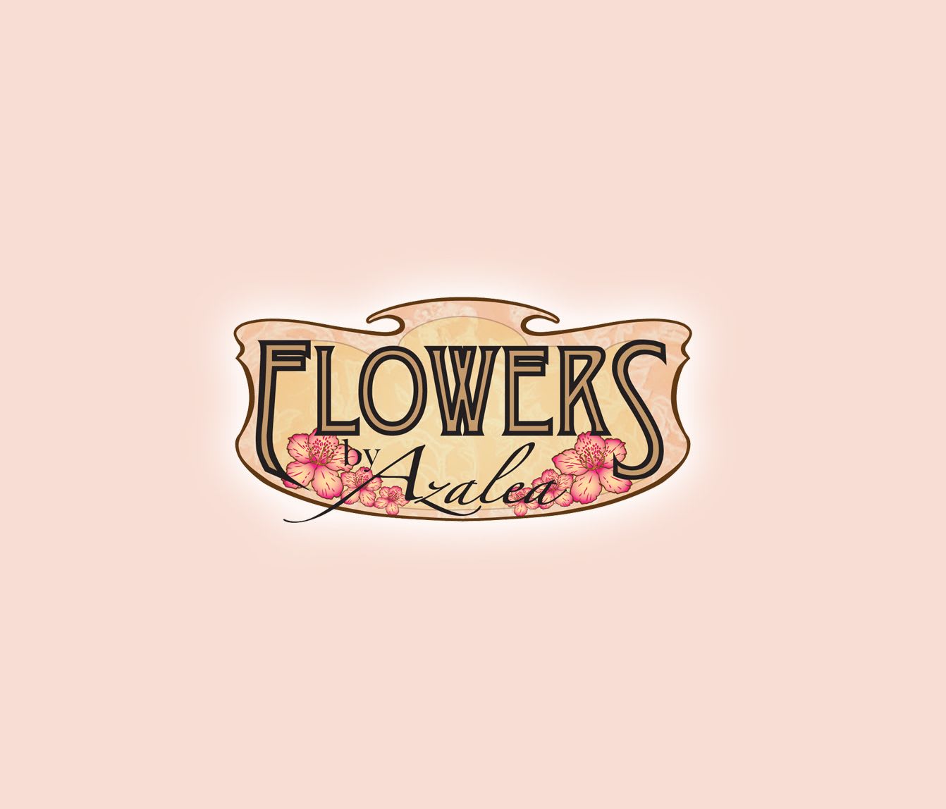 Logo reading Flowers by Azalea with pink floral accents