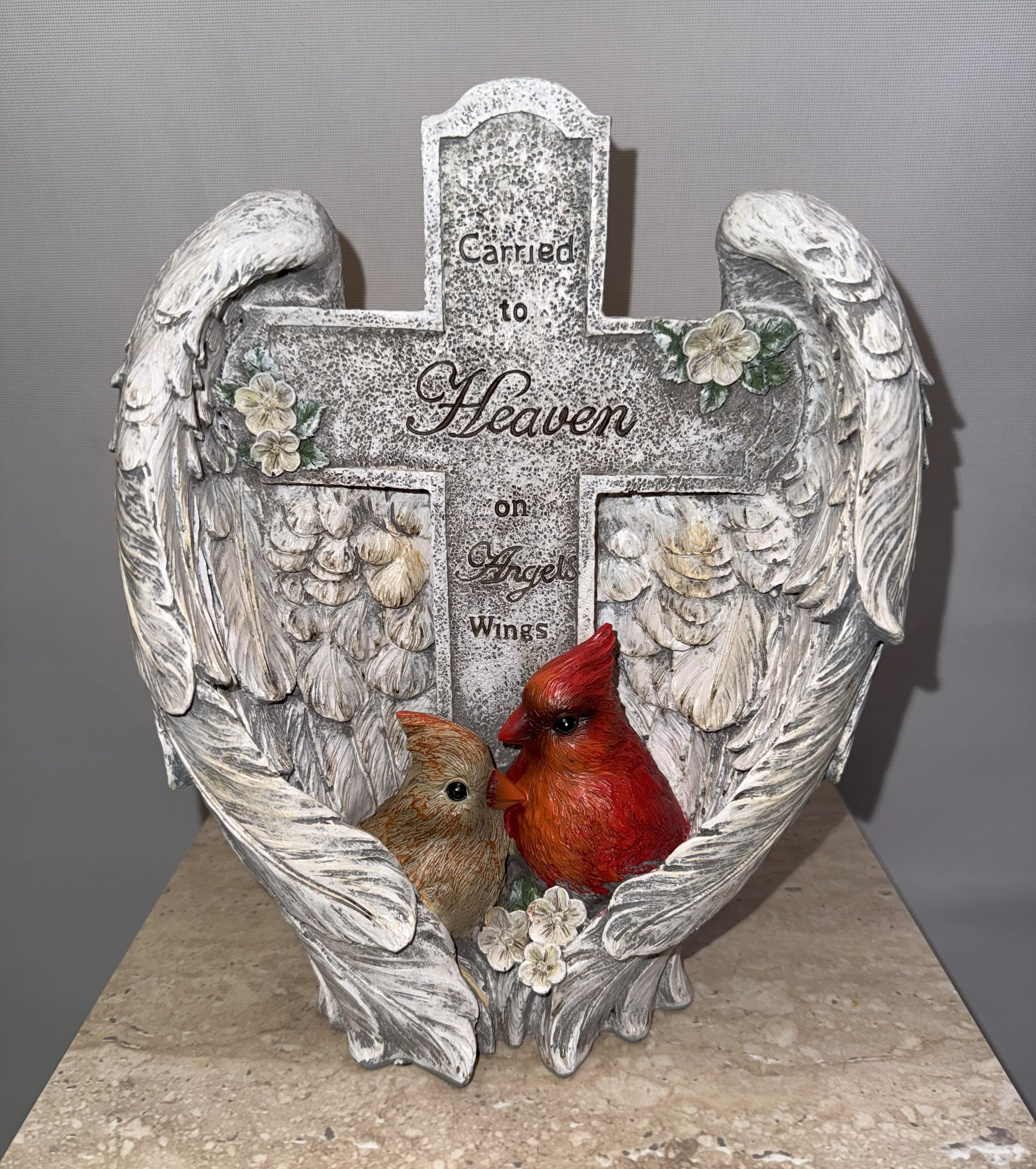 Cardinal Angel Wings Cross - Dimensions: 10.75" H x 9" L x 3.75" W Material: Resin