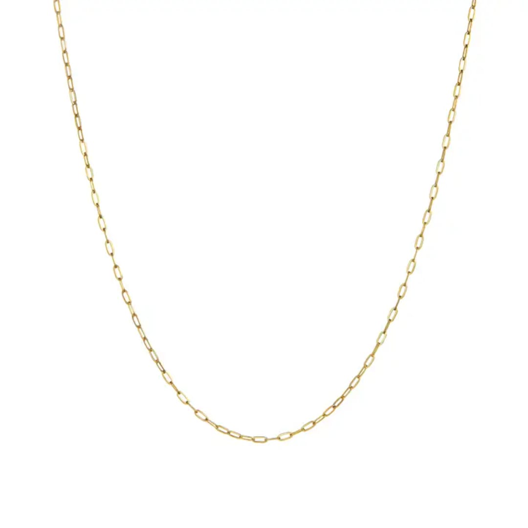 Gold chain necklace on a white background