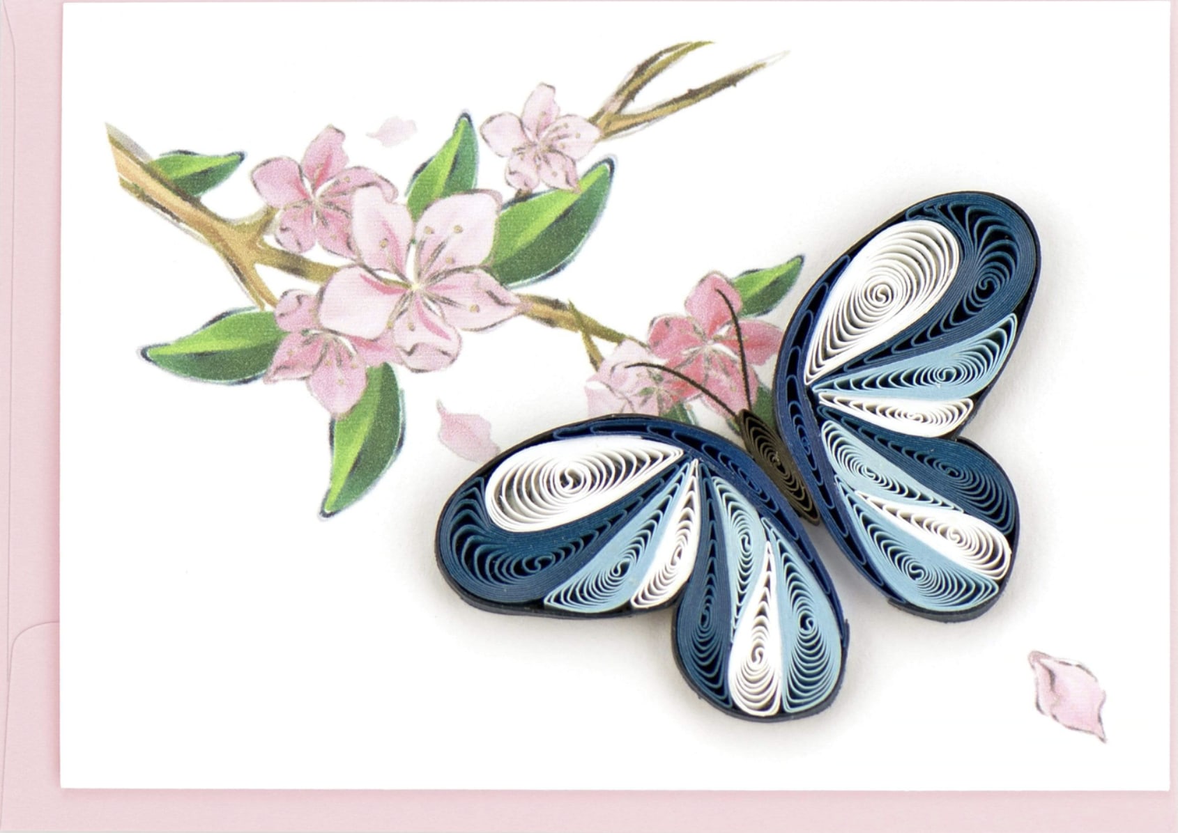 Blue Butterfly Mini Card - Blue Butterfly Enclosure Mini Card  Blank inside for your message, 2.5"x 3.5" Hand crafted quilling card. 