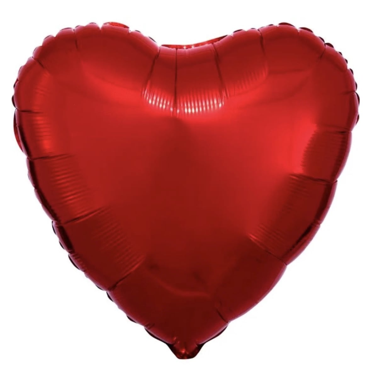 Red heart-shaped foil balloon on a white background