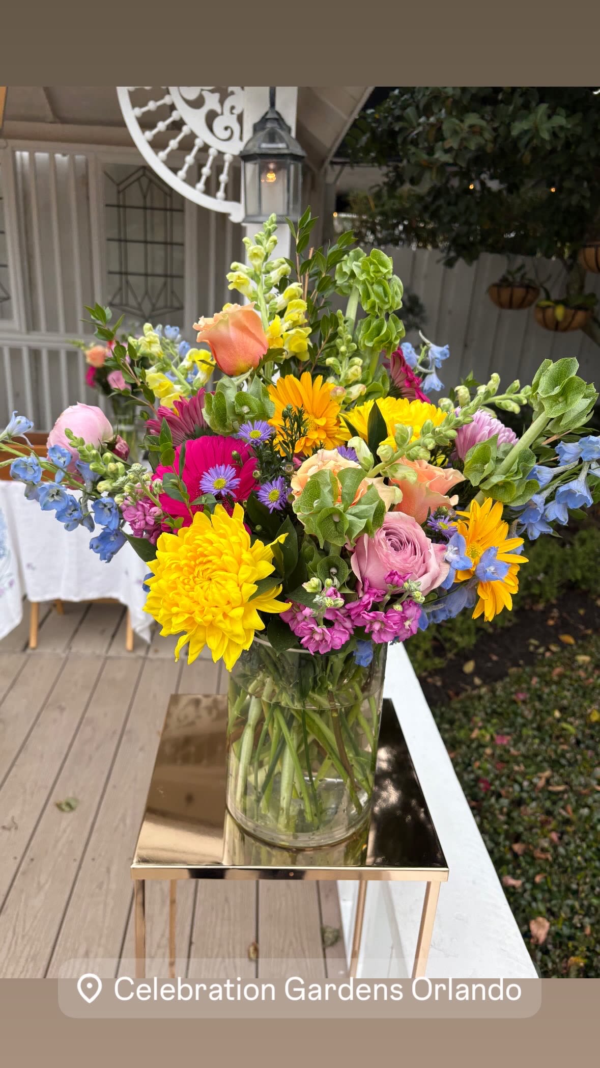 Colorful mixed bouquet in a clear glass vase