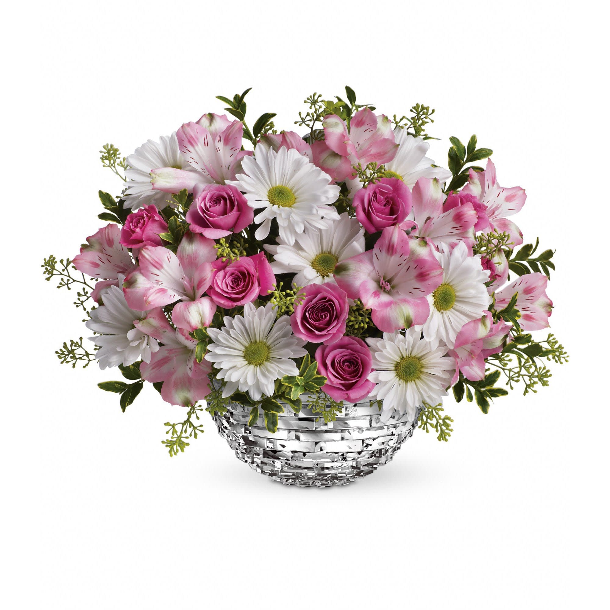 Teleflora's Facets Of Spring Centerpiece - The sparkle of spring is here! This dazzling centerpiece is beautifully arranged in a spectacular glass bowl. Your spring table will positively sing!  