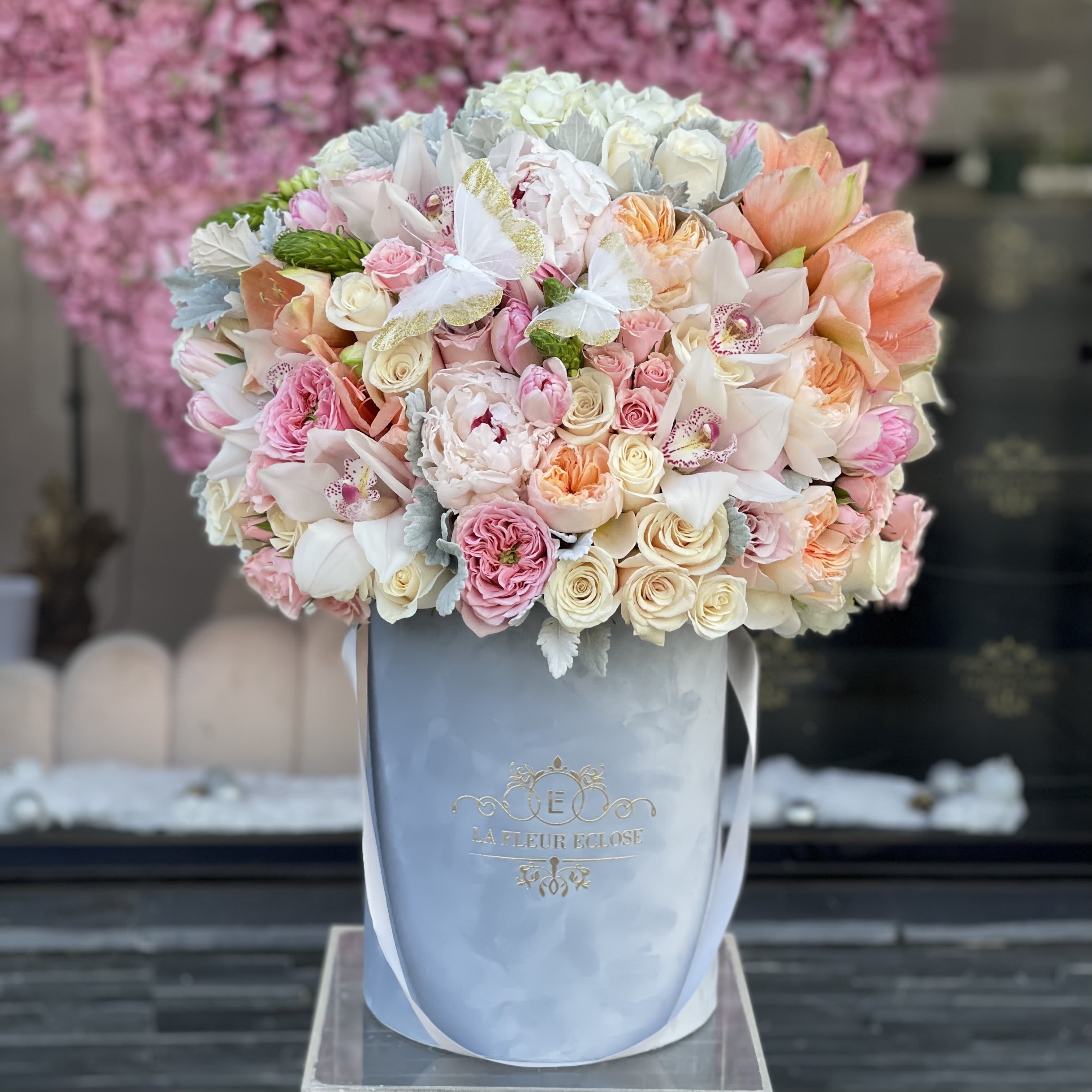 Diana  - Beautiful pinks, whites and peaches with light blue box