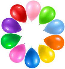 Colorful balloons arranged in a circle on a white background