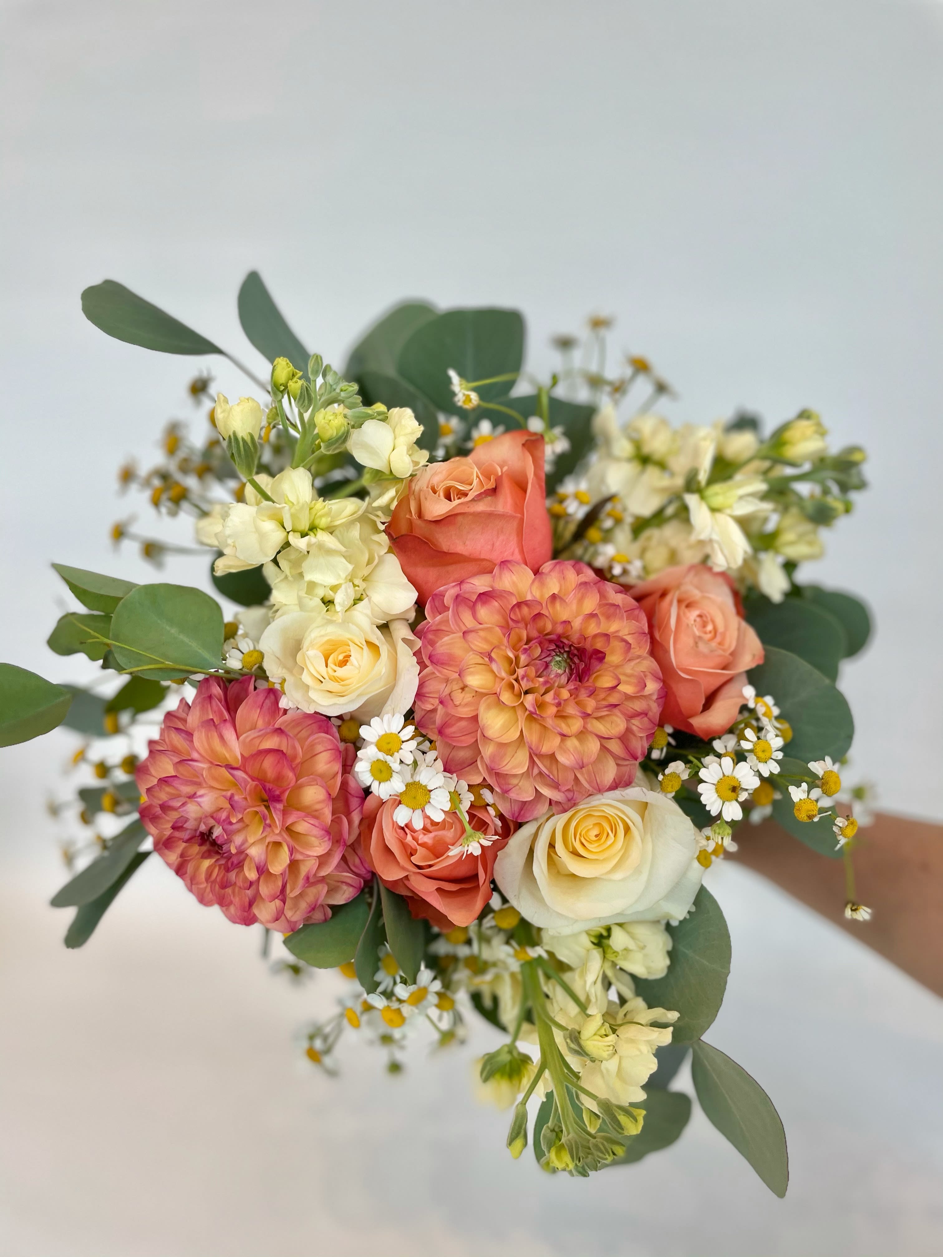 The Bridesmaid Bouquet - Round bridesmaid bouquet, approximately 8" by 7 