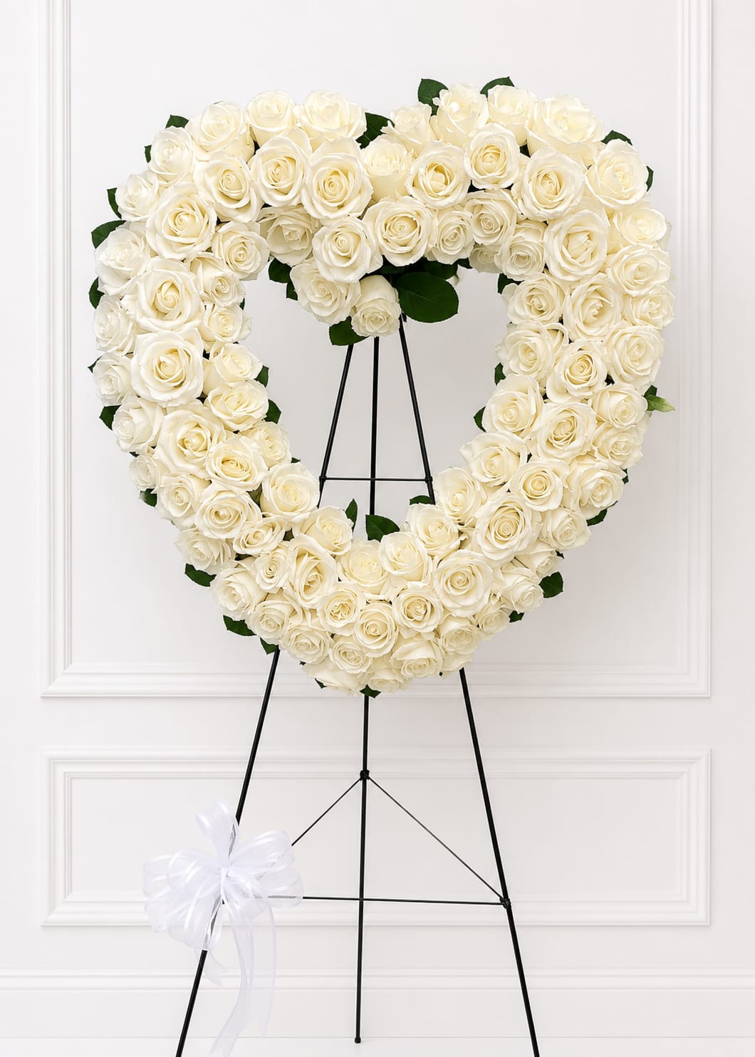 Elegant  Standing Heart - An arrangement of soft, white roses to share your heartfelt remembrance at a funeral or service