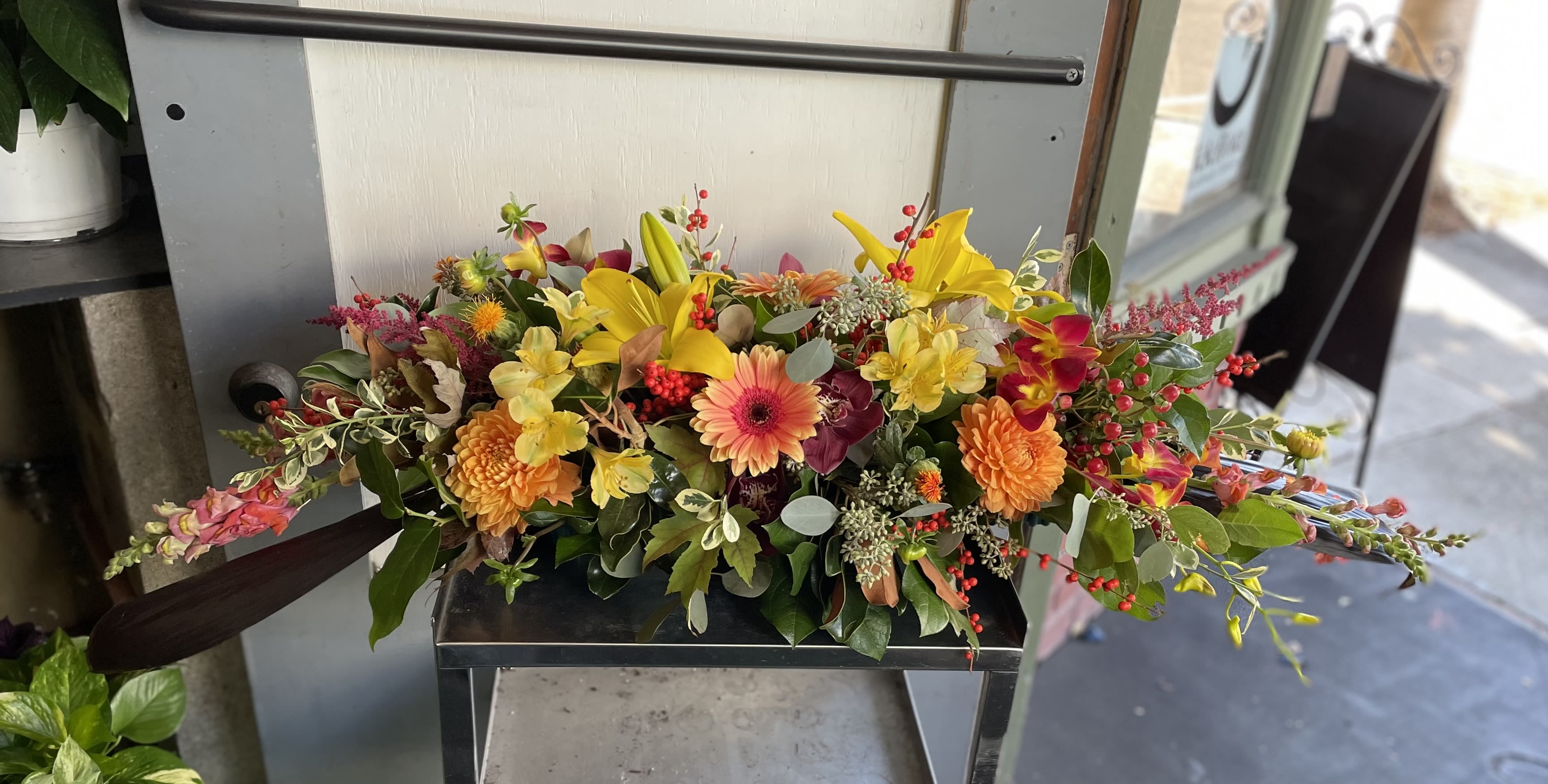 Autumn Centerpiece #2 - Centerpiece with fall color flowers. 