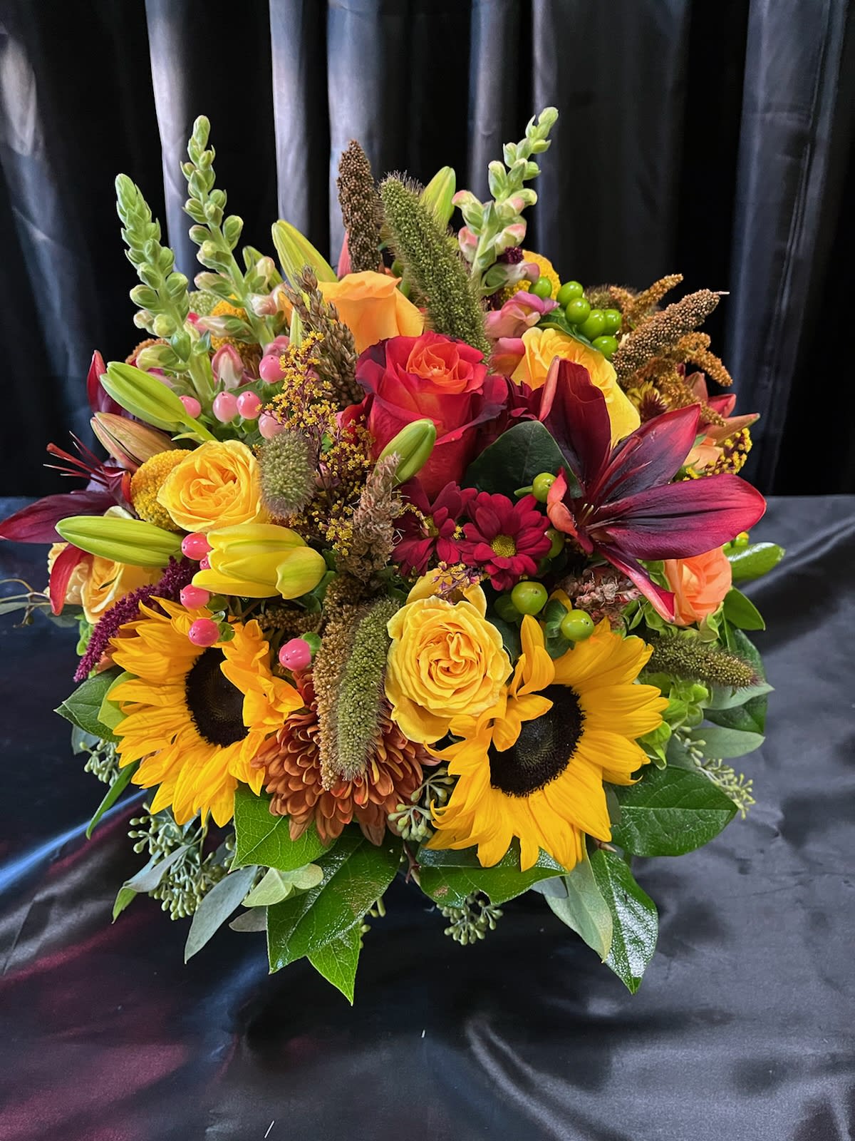 Autumn Surprise - A full lush fall arrangement to get you in the holiday mood